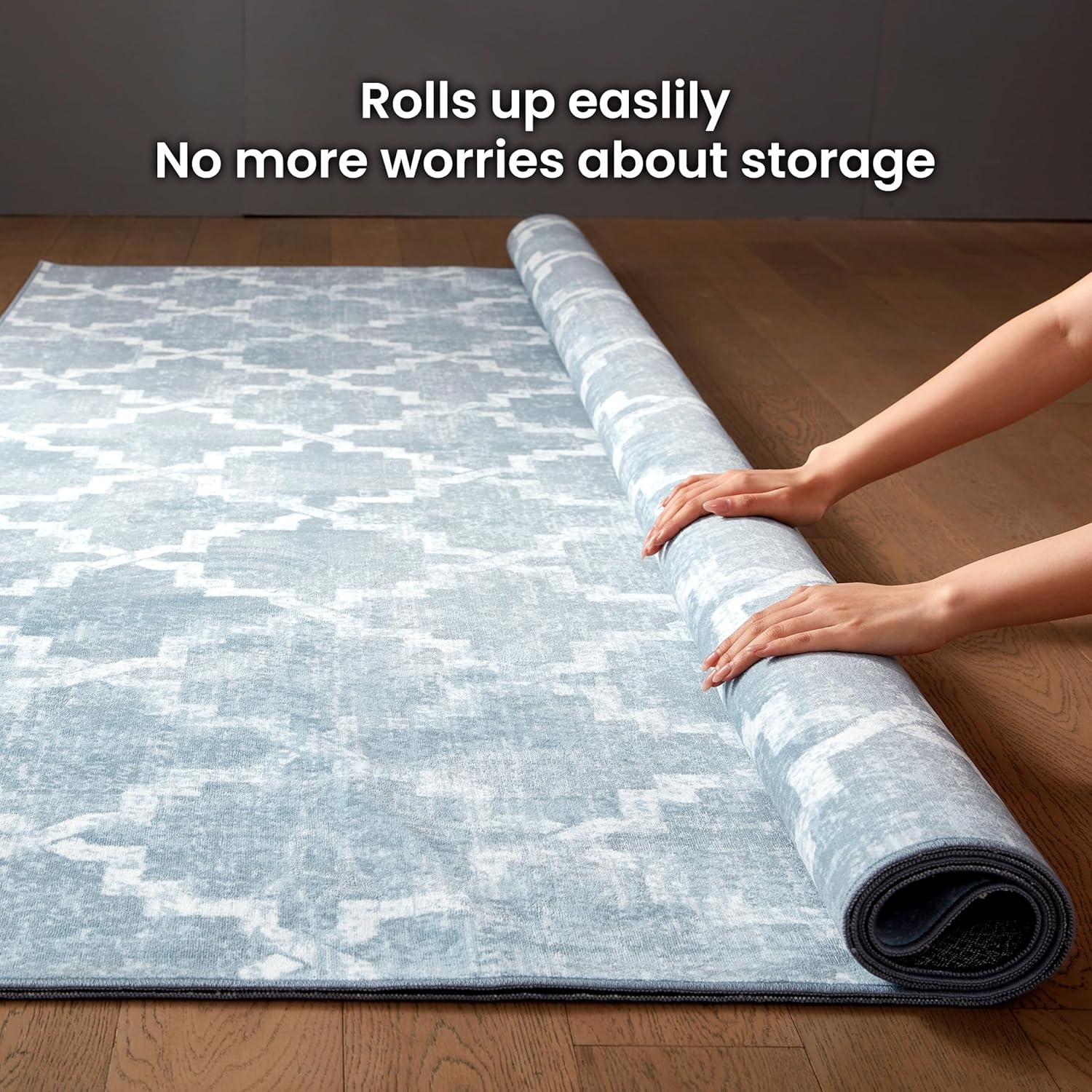 Washable Faux Wool Rug -Water Resistant Design for  Living Room & Bedroom