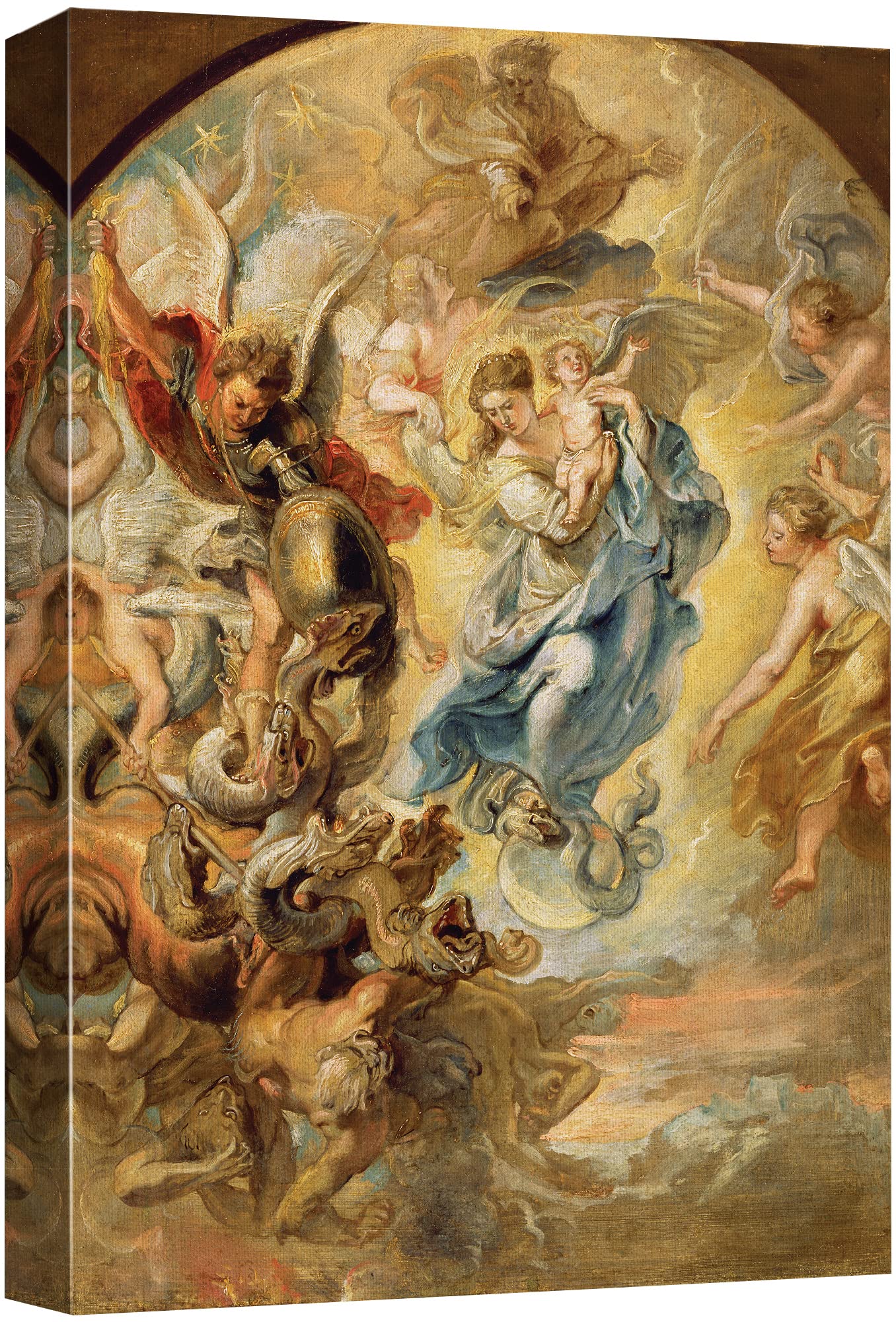 Wall26 - Oil Painting Of The Virgin As The Woman Of The Apocalypse By Peter Paul Rubens In 1624 - Baroque Style-Angels Catholic