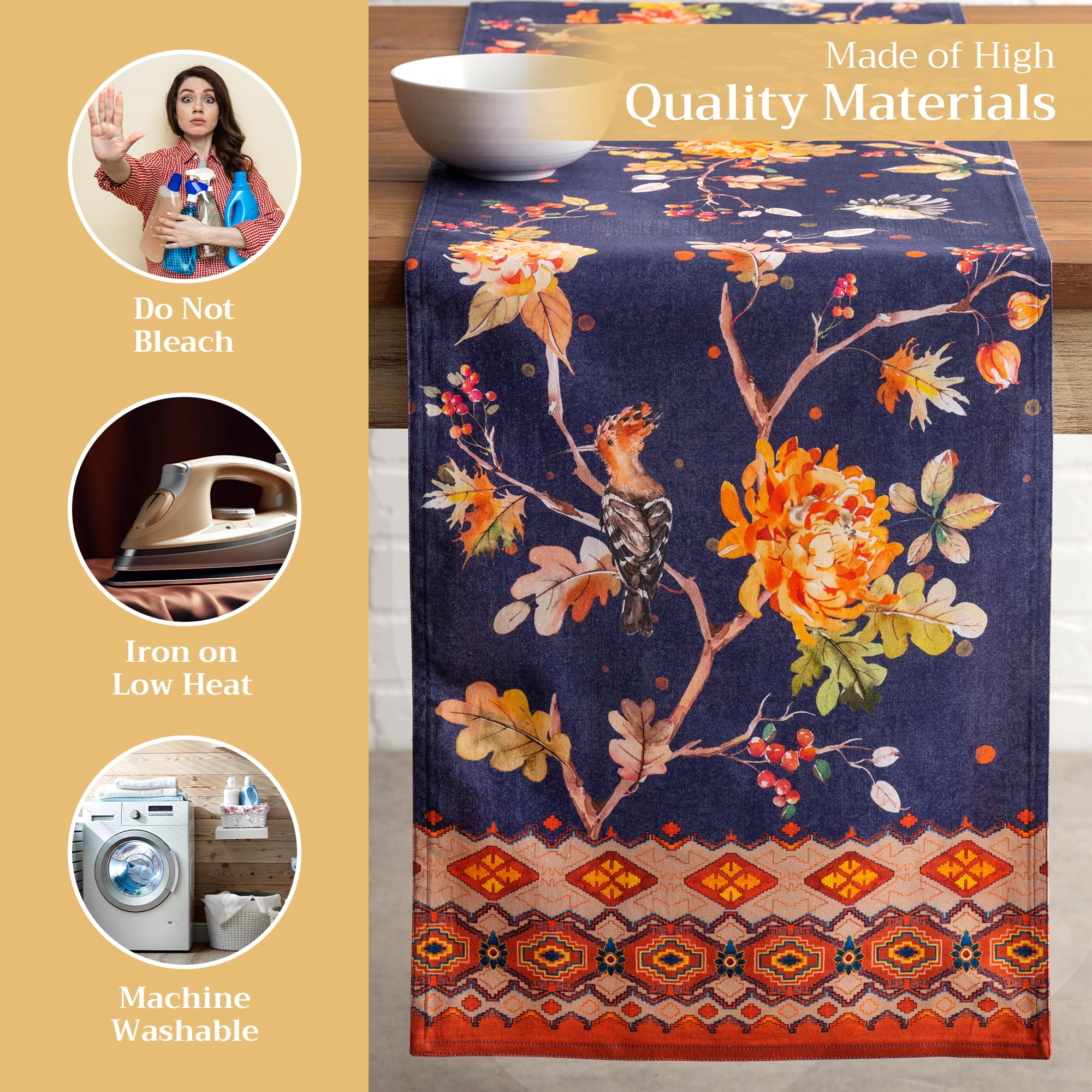 Maison D Hermine Kelim - Infinity 100 Cotton Table Runner Farmhouse Tabletop Cover For Home Kitchen Dining Dacor Parties Family