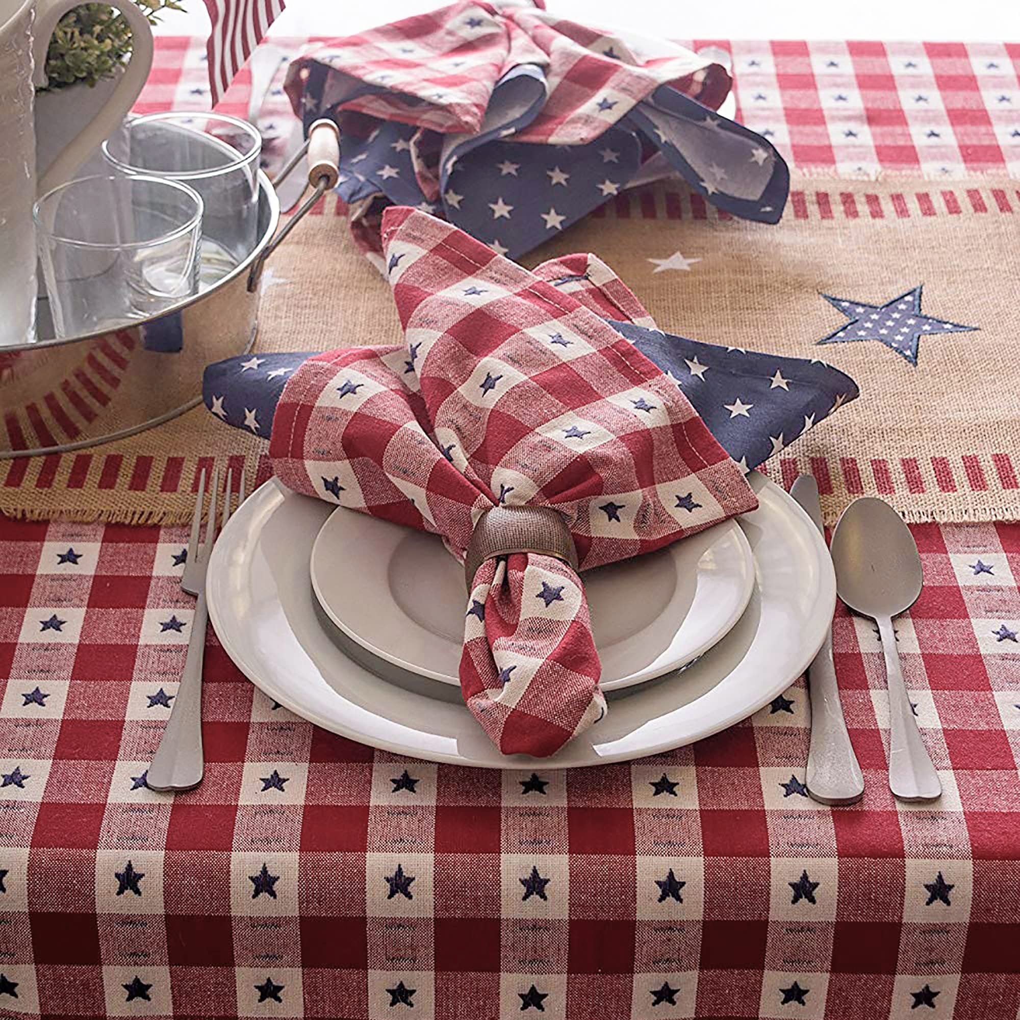 Dii 4Th Of July Tabletop Collection, Table Runner, 14X108, Patriotic Jute