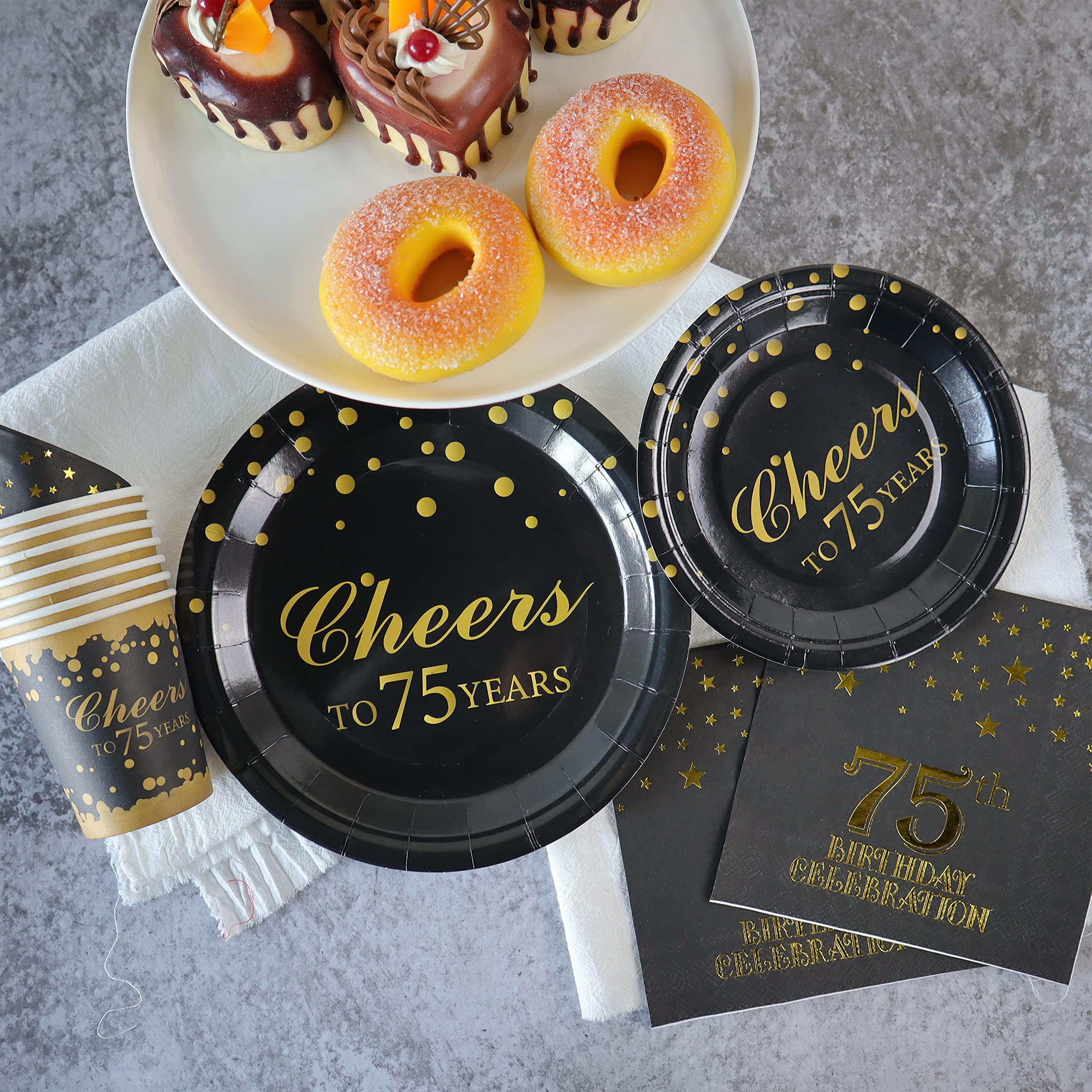Pandecor Birthday Party Plates And Napkins Party Supplies Set Serve Up To 20 Guests (75 Years Old)