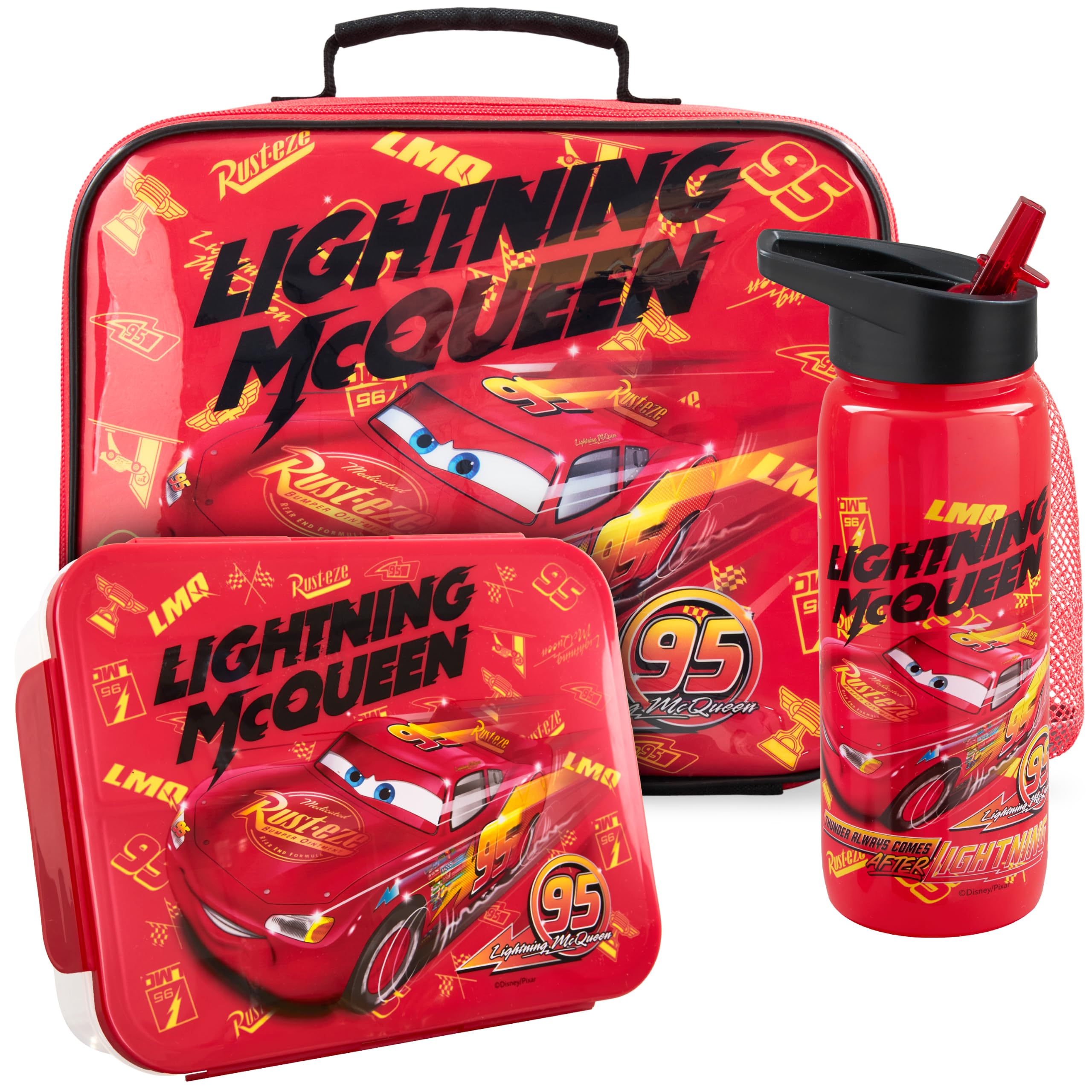 Get Trend Disney Cars Lightning McQueen Lunch Bag, Bento Box & Water Bottle