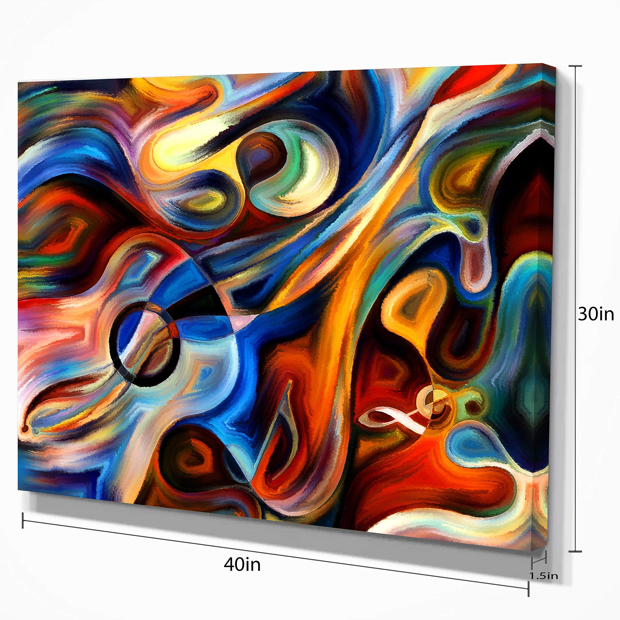 Designart Oversized Canvas Wall Art D  Cor - Abstract Music And Rhythm - Abstract Canvas Print For Bedroom, Dining Room, Living