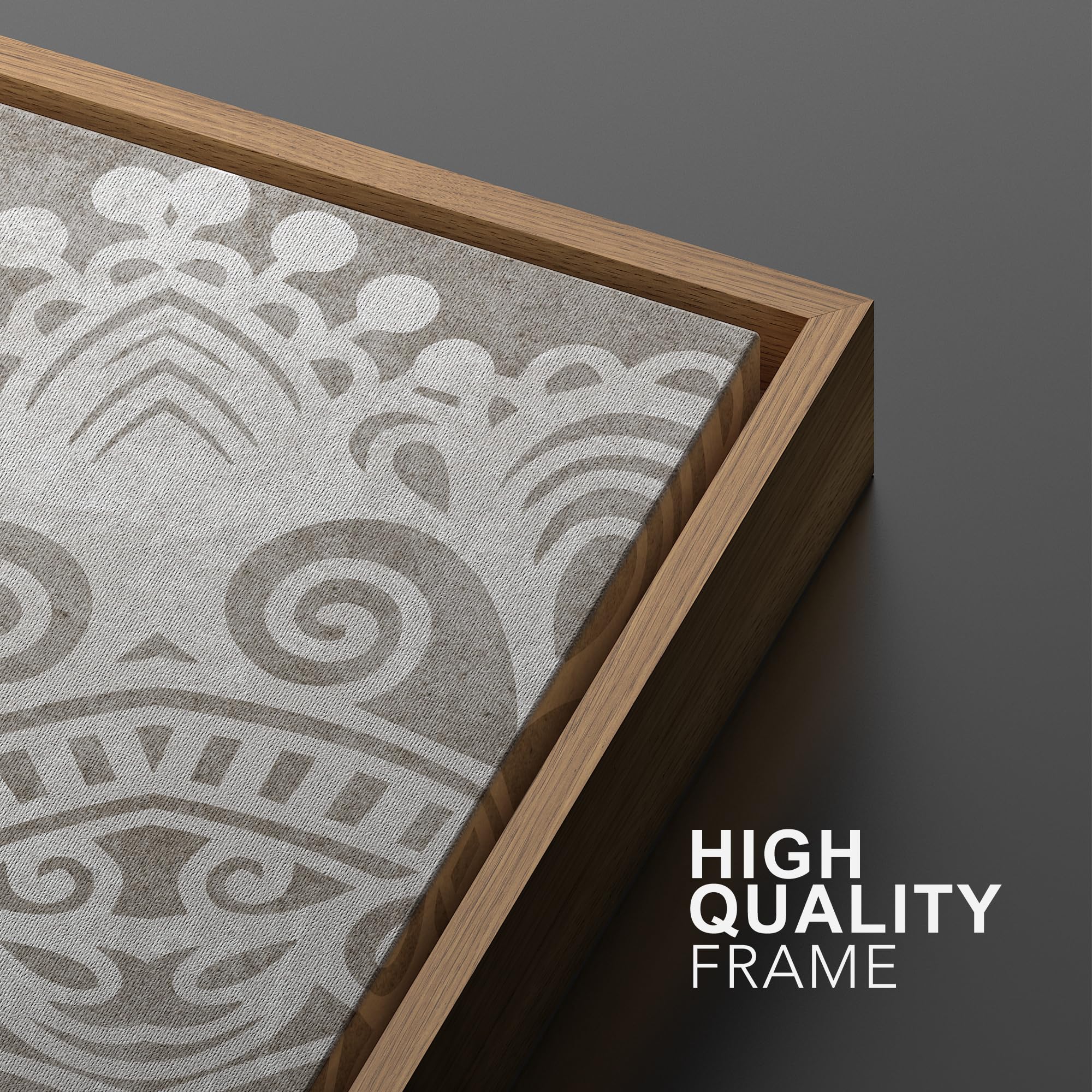 Signwin Framed Canvas Print Wall Art Set Duotone Cultural Indian Mandala Pattern Abstract Shapes Illustrations Modern Art Minima