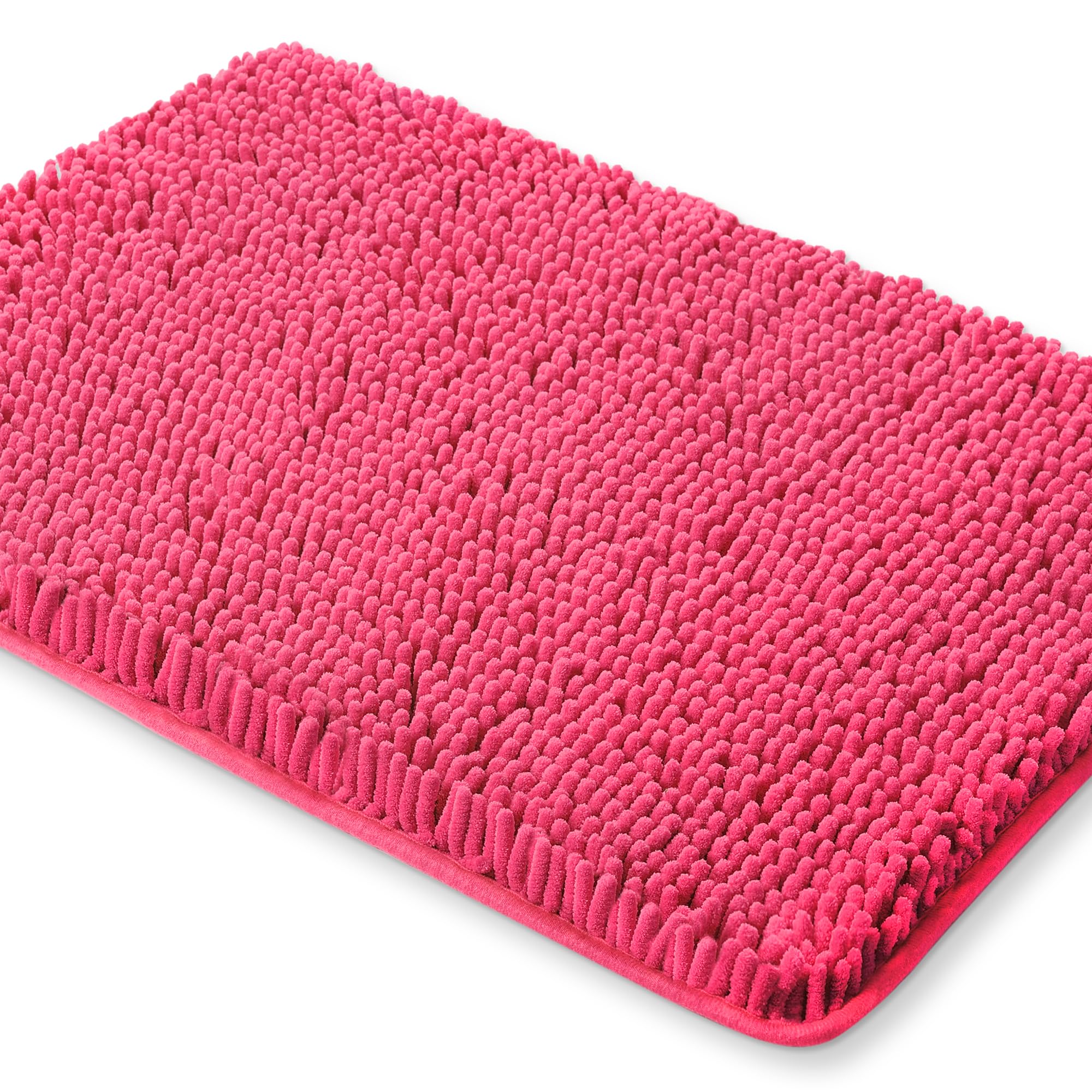 Yeaban Hot Pink Bathroom Rugs - Thick Chenille Bath Mats | Absorbent And Washable Bath Rug Non-Slip, Plush And Soft Rugs For Bat