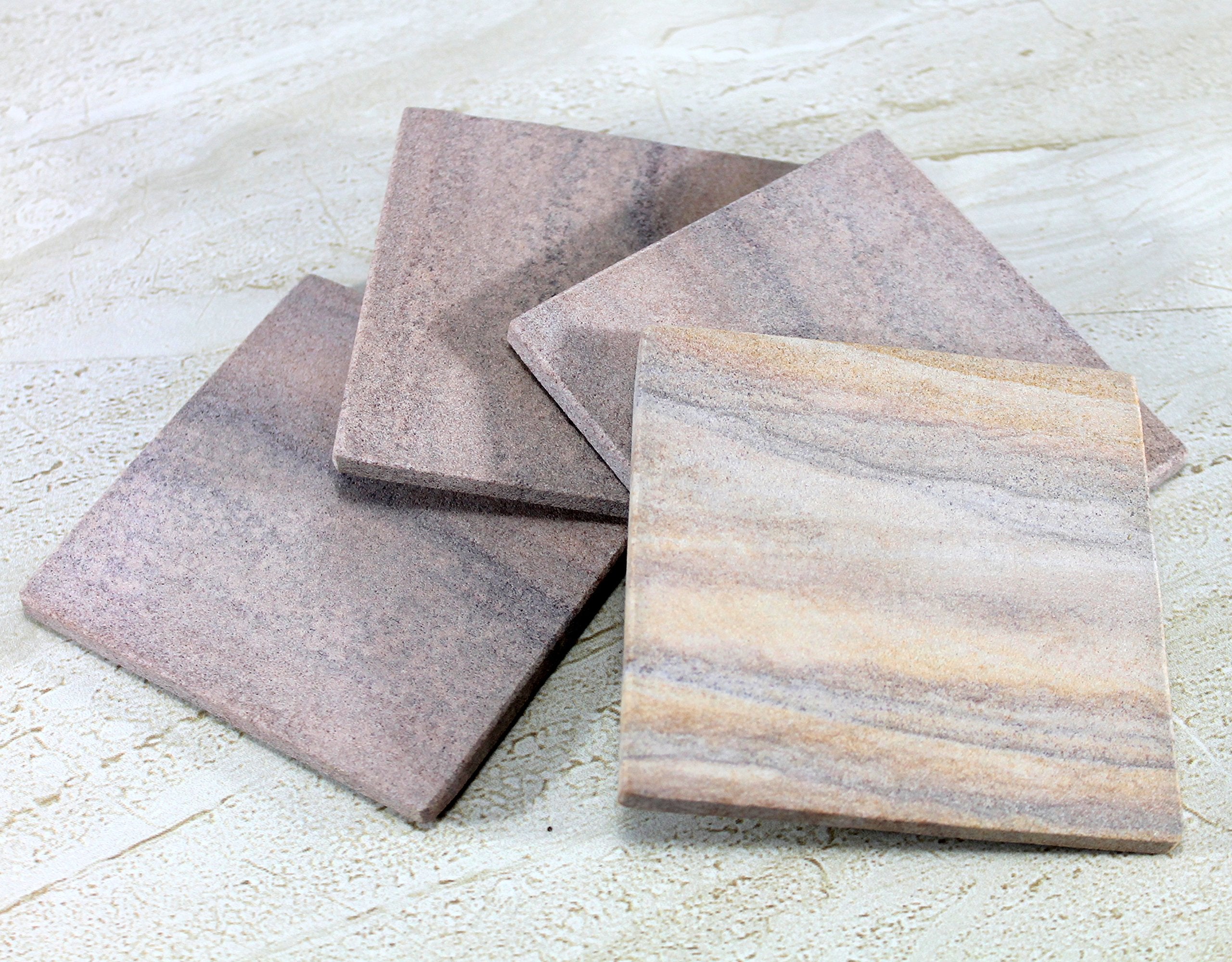 Kleo Coaster Set Made Of Natural Rainbow Stone - Natural Water Absorbent, Unique Table Coaster Set (Square)