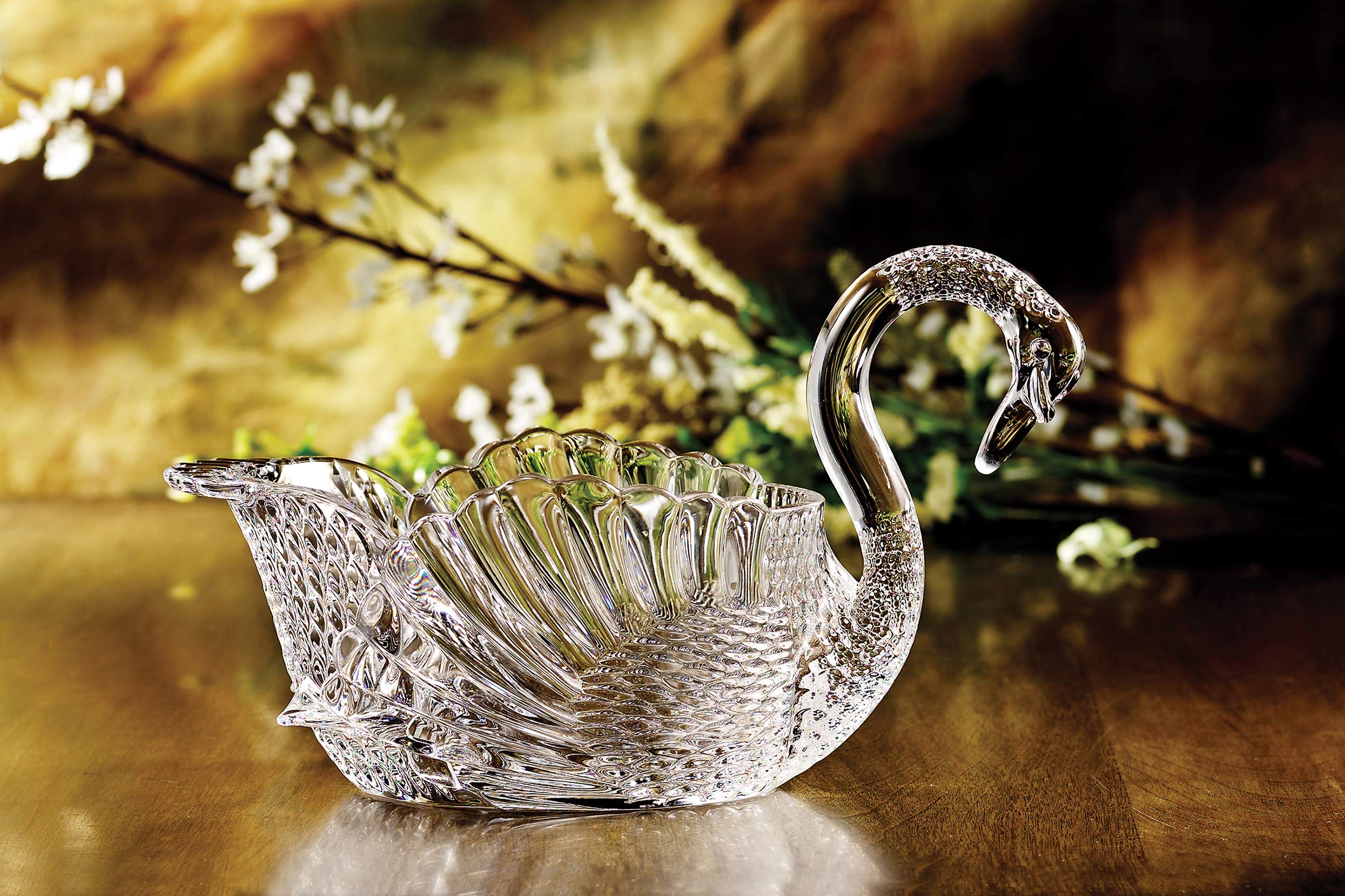 Godinger Swan Centerpiece Bowl Crystal Giftware