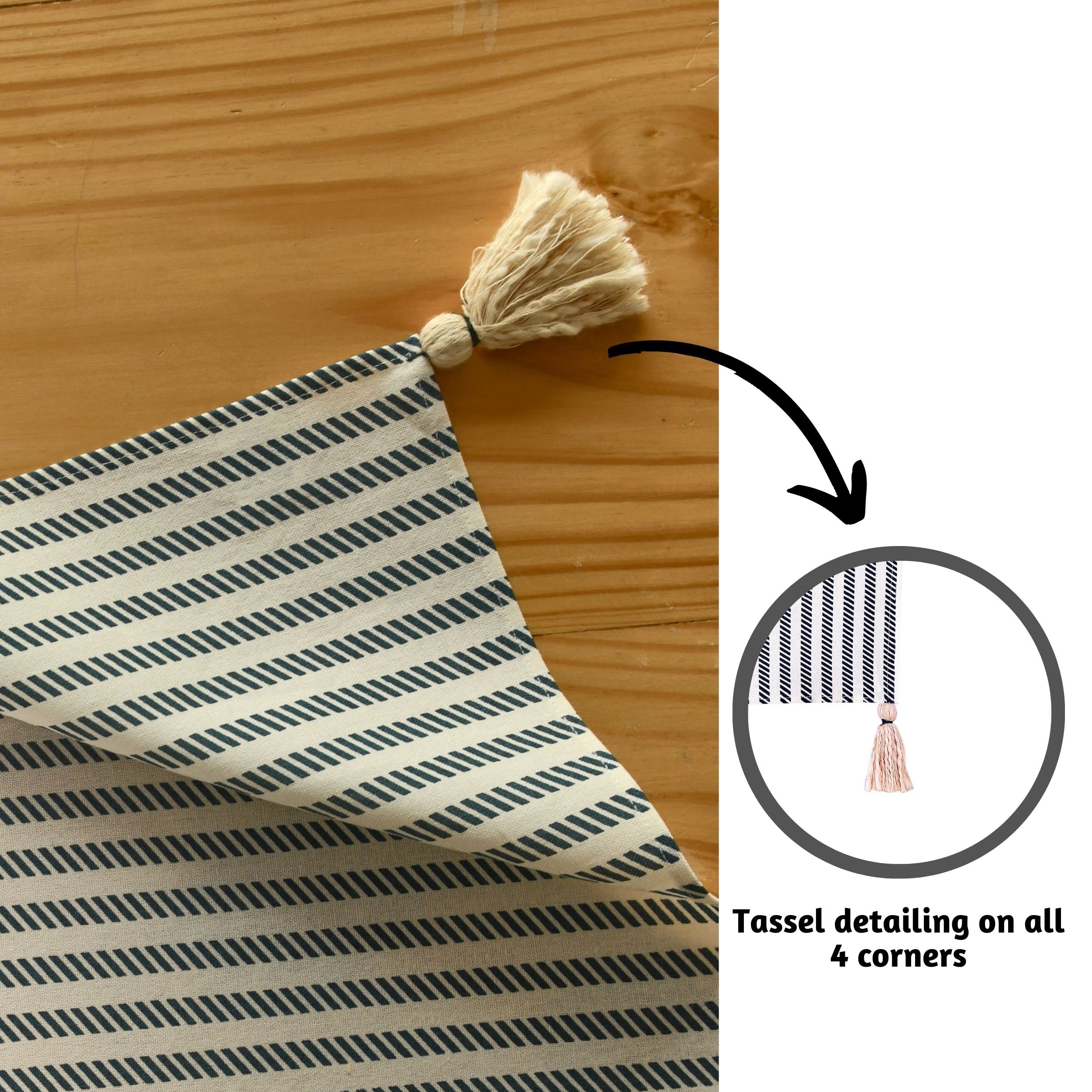 Folkulture Table Runners With Tassels For Dining Room Table Or Farmhouse D  Cor, Table Runner For Boho Dresser, 100% Cotton, 14