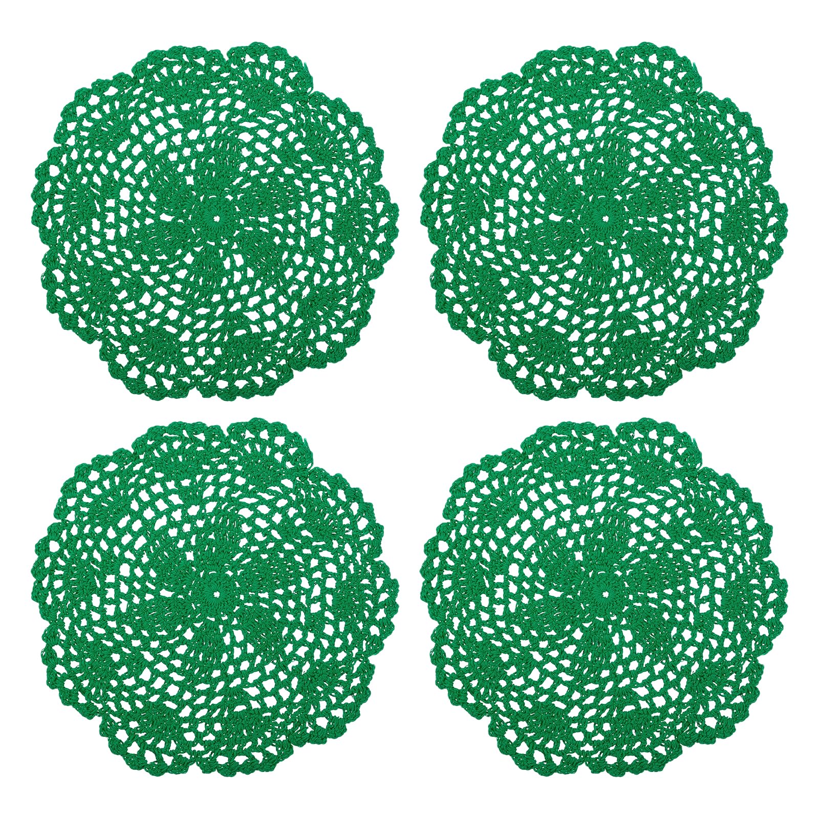 Uxcell Crochet Doilies, 4Pcs 8 Inch - Handmade Crochet Cotton Coaster, Round Lace Placemats With Floral For Wedding Party Decora