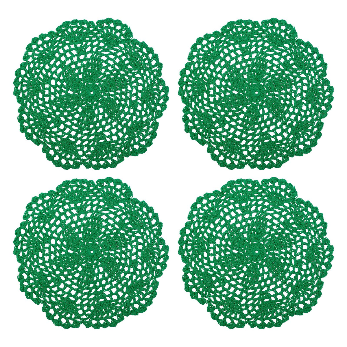 Uxcell Crochet Doilies, 4Pcs 8 Inch - Handmade Crochet Cotton Coaster, Round Lace Placemats With Floral For Wedding Party Decora