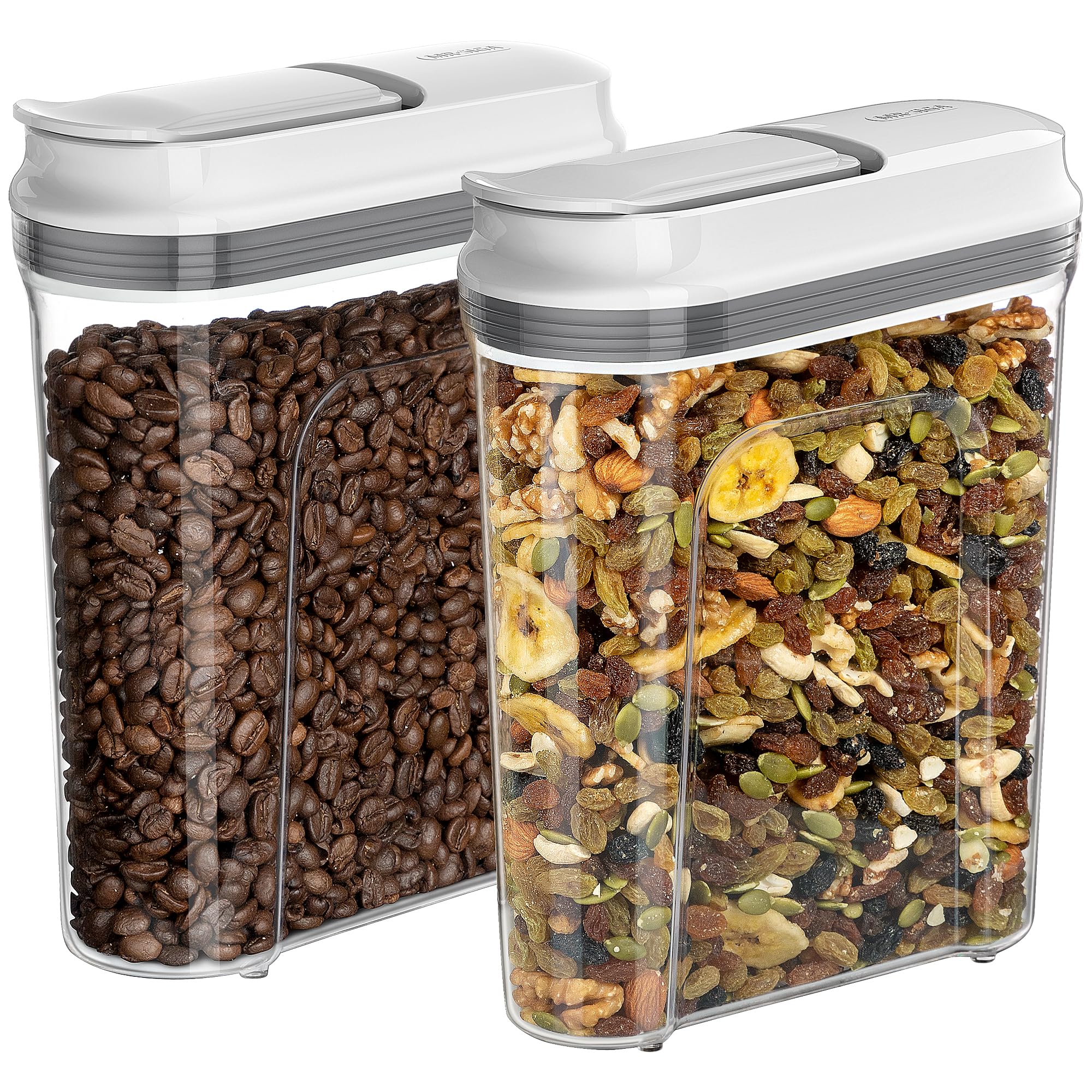 Mr.Siga 2 Pack Airtight Cereal Dispenser Set, Cereal Containers Storage Dispenser, Bpa Free, 1.6 L / 1.69 Qt, Large, White