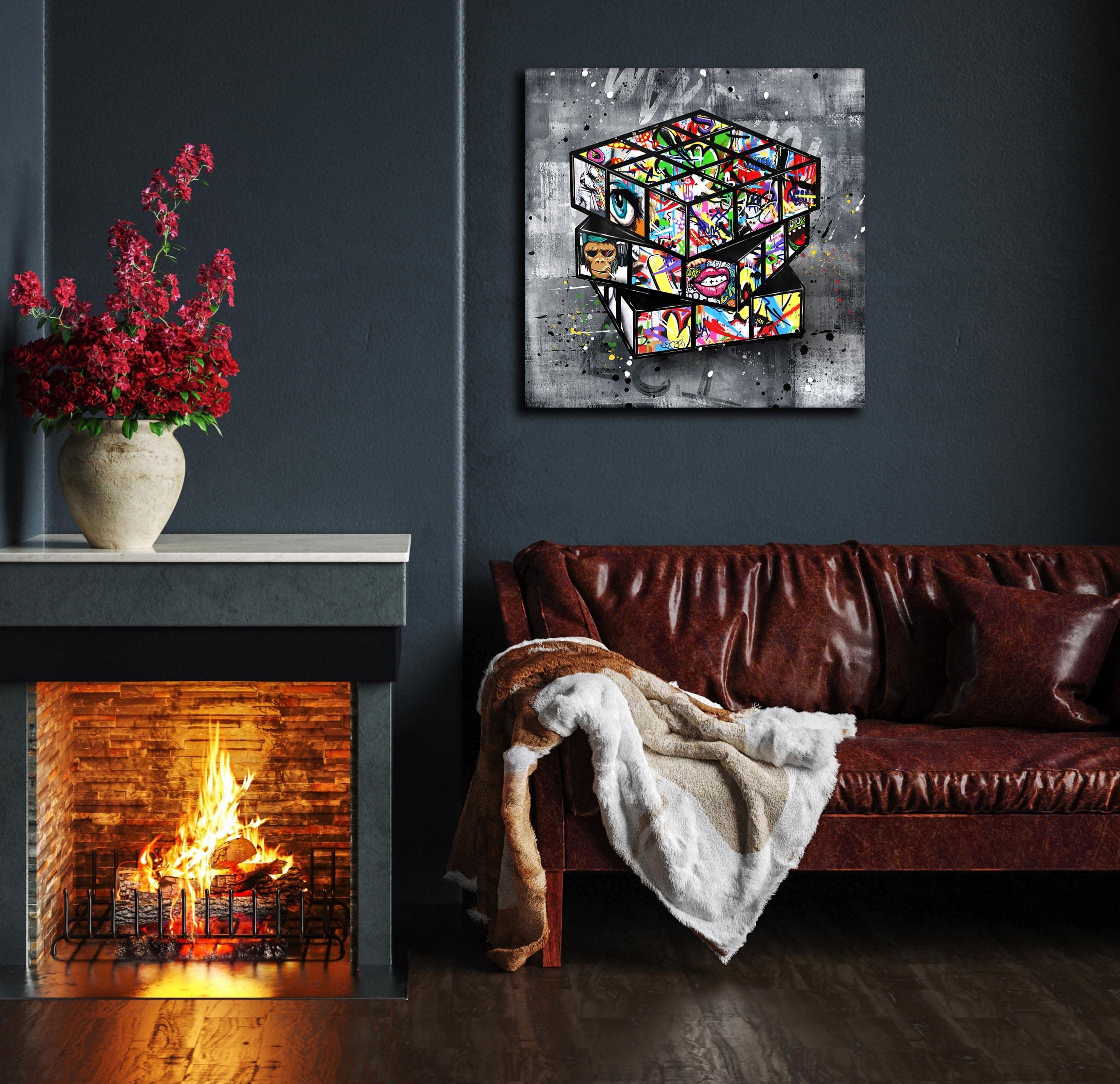 Sixttart Banksy Canvas Wall-Art For Living Room - Street Graffiti Wall Art For Bedroom - Large Abstract Painting Pop Art Modern
