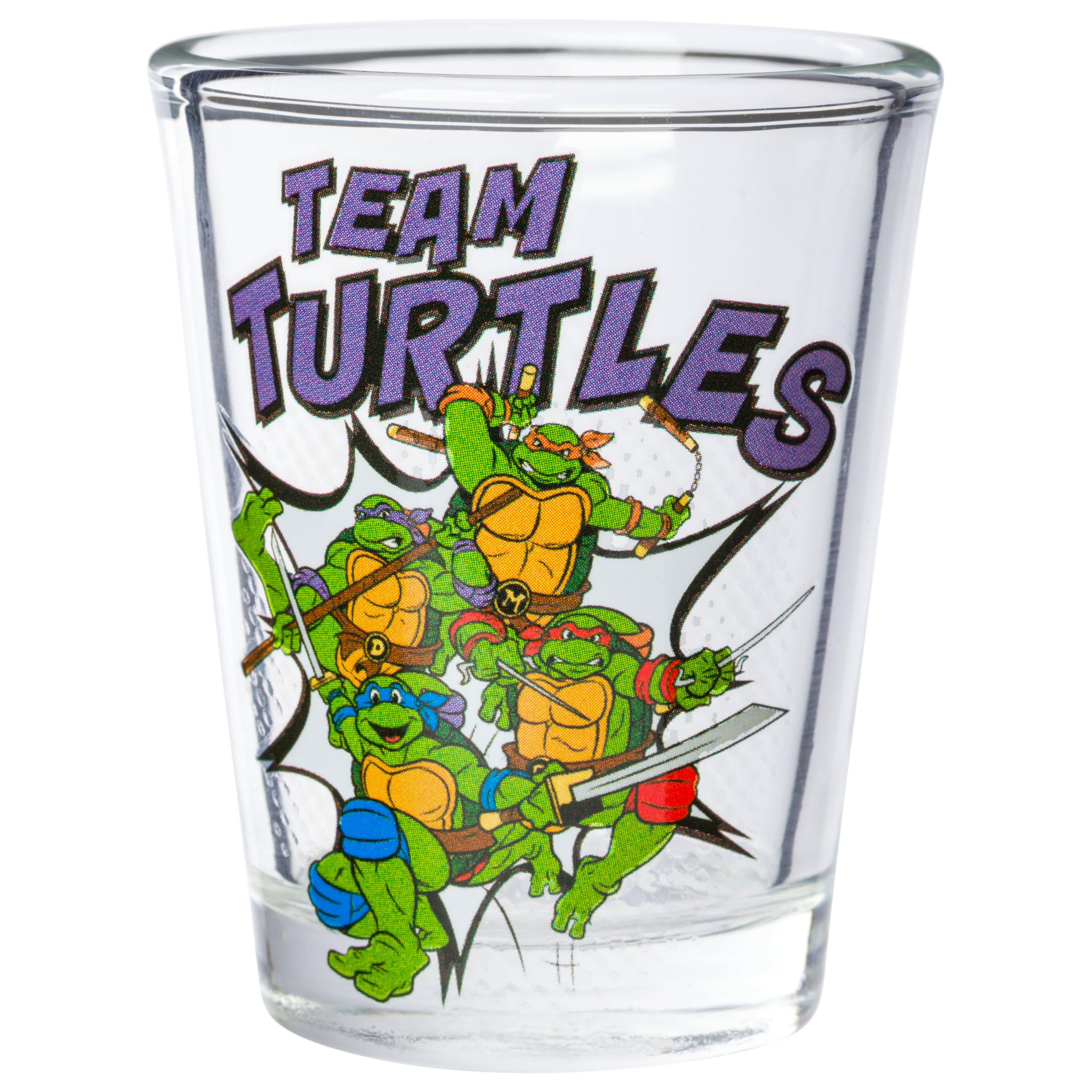 Silver Buffalo Teenage Mutant Ninja Turtles Tmnt Featuring Leonardo, Rapheal, Donatello, And Michelangelo 4 Pack Mini Glass Set,