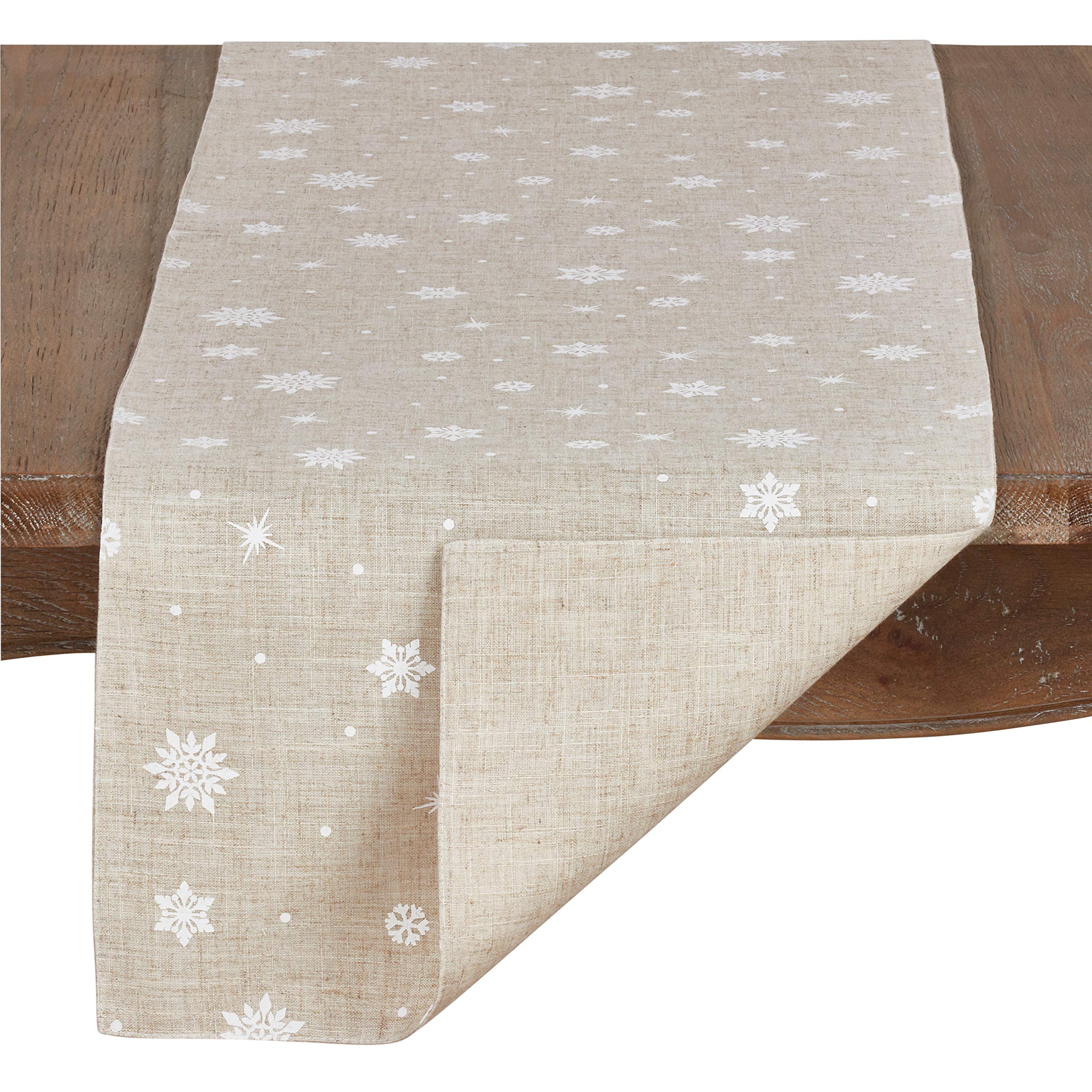 Saro Lifestyle Snowflake Design Table Runner, Natural, 16'' X 70''