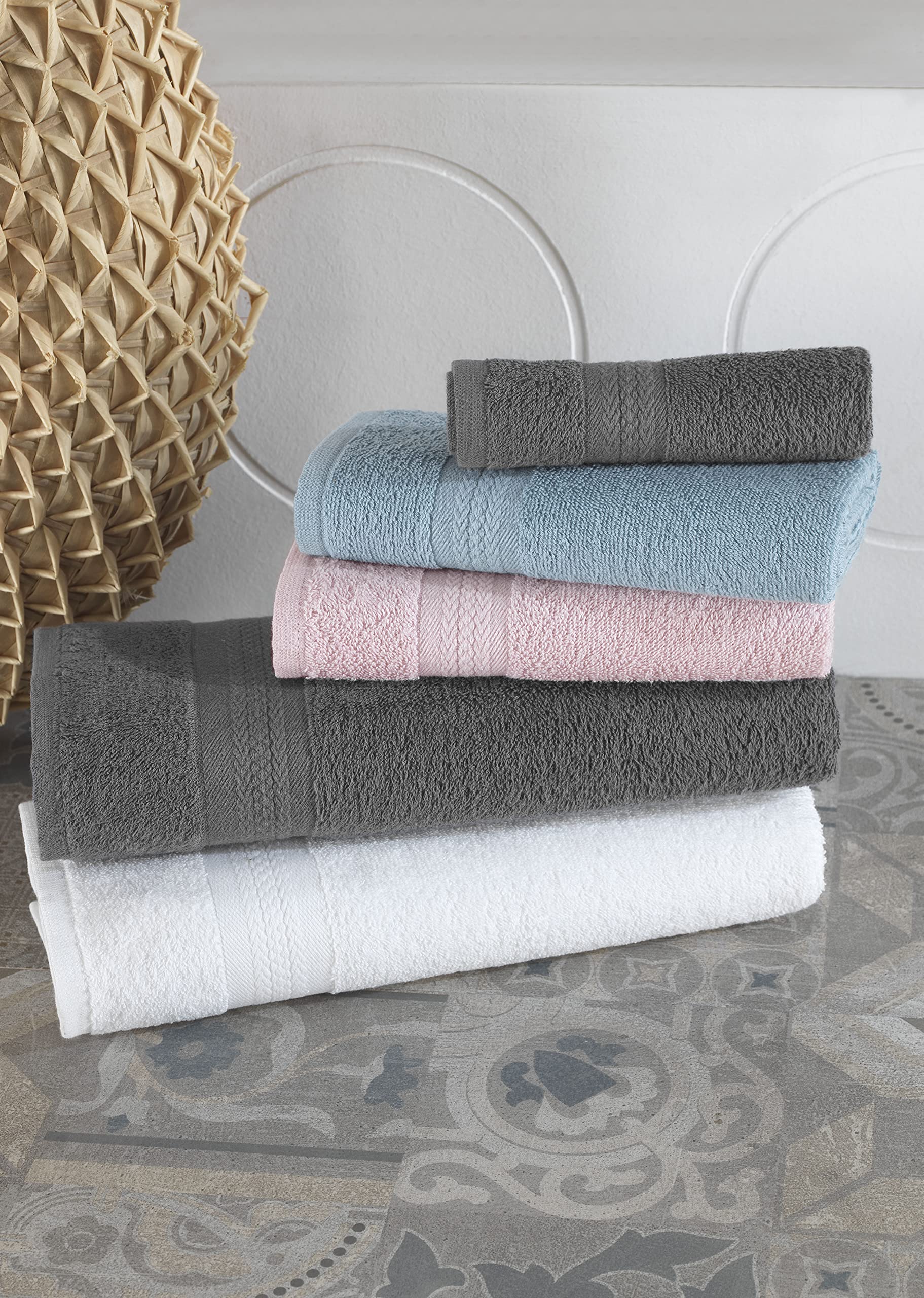 REGAL RUBY Quick-Dry 4 Pieces Blue Hand Towel -Bath Linen Set - Highly Absorbent 100% Turkish Cotton -Hand Towel for Bathroom Guests Pool Gym Camp Travel College Dorm Shower