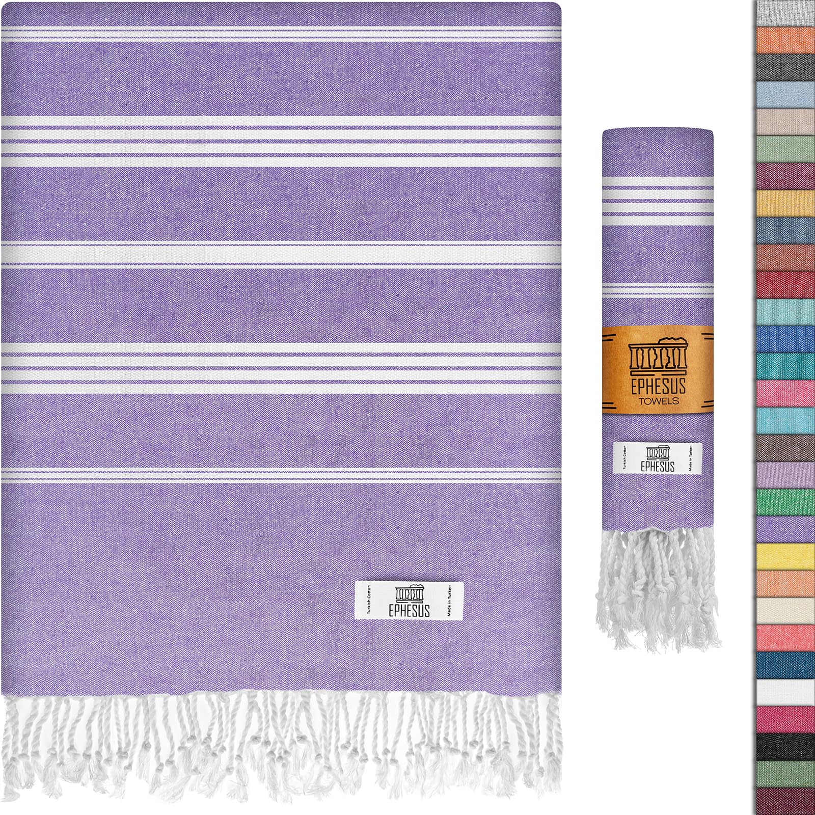 Turkish Beach Towel - 38X70 Inch Oversized - Sultan Design - Turkish Towel For Beach, Bath, Pool, Gym, Yoga - Prewashed, Lightwe