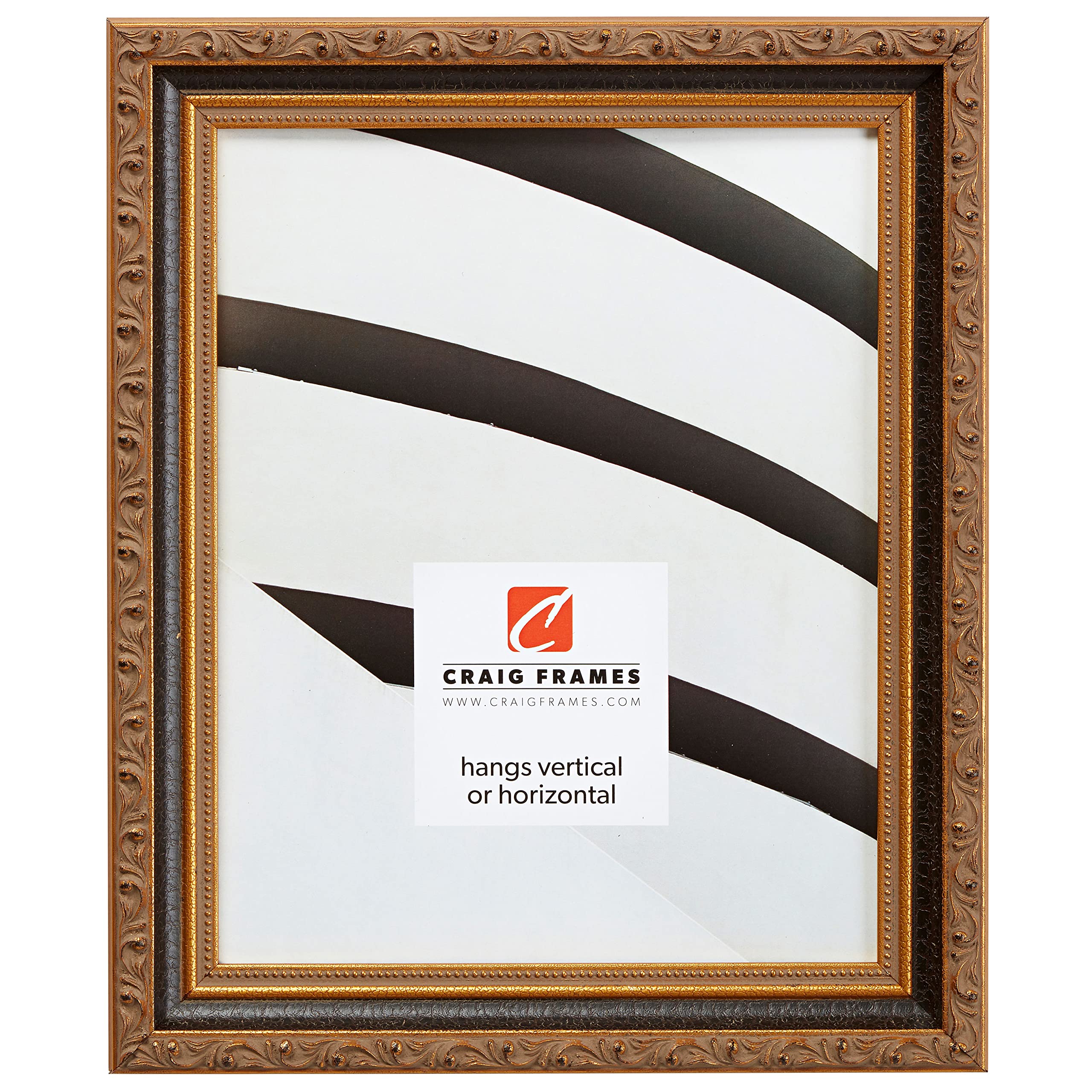 Craig Frames Regence, 10x12 Picture Frame, Black & Gold