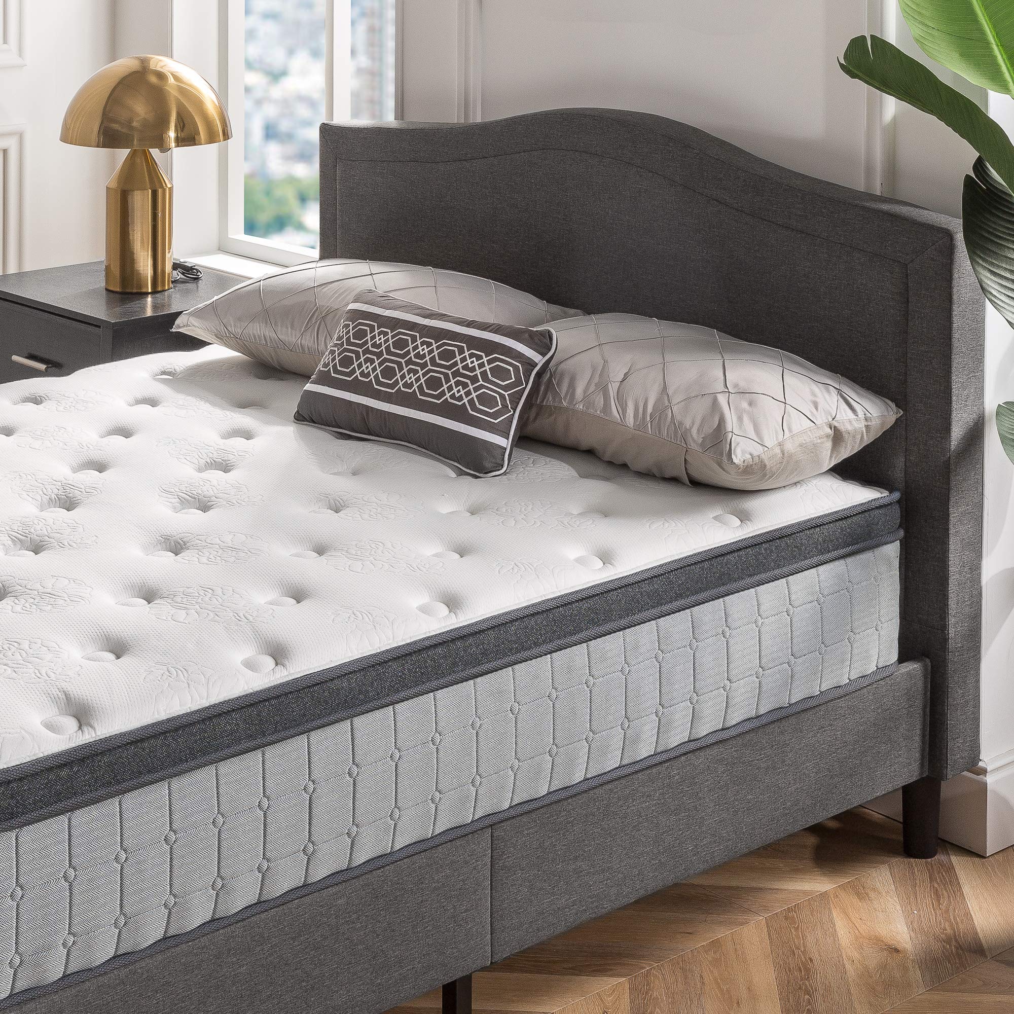 Zinus 12 Inch Comfort Support Cooling Gel Hybrid Mattress, Full, Euro Top Innerspring Mattress, Motion Isolating Pocket Springs,