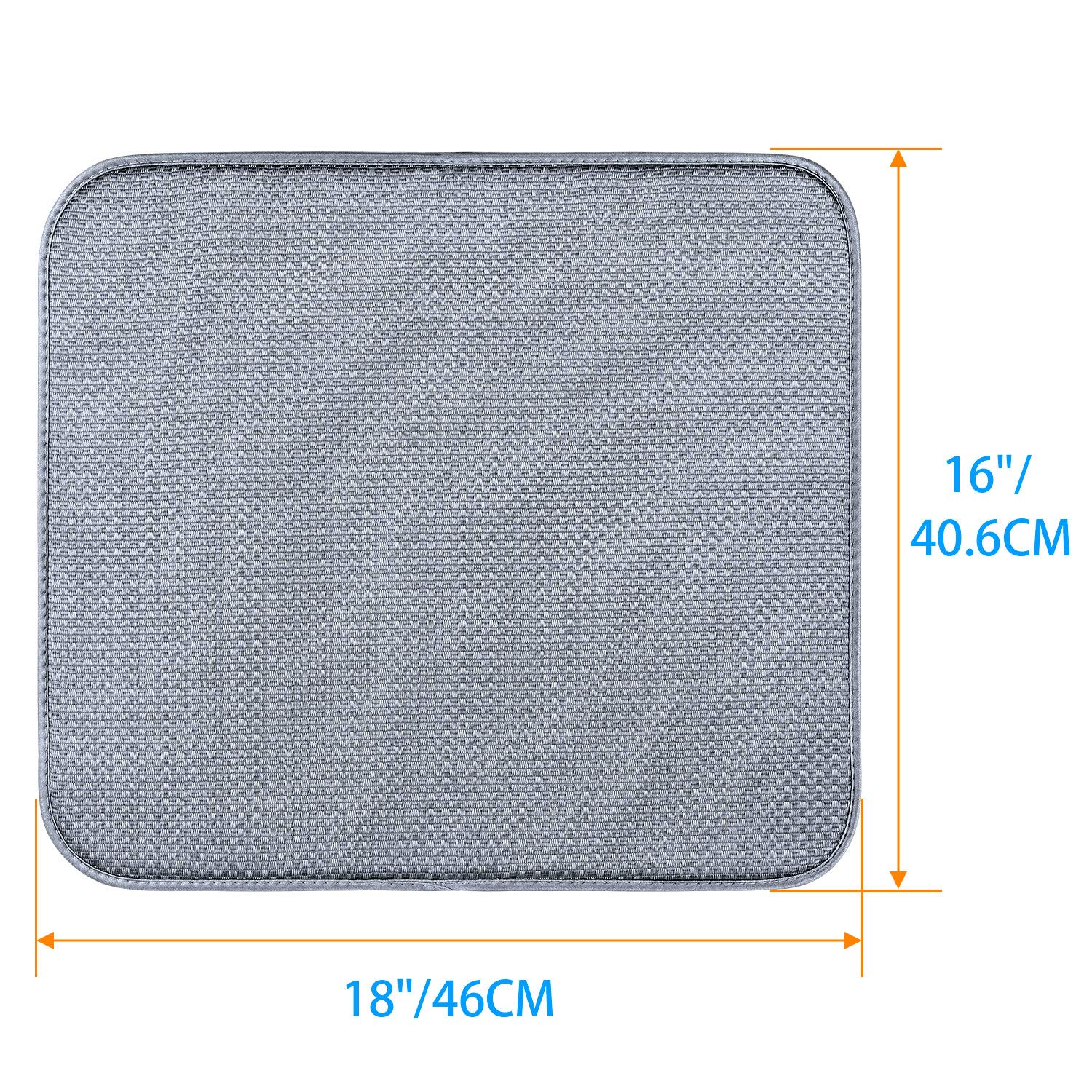 2 Pack Dish Drying Mats For Kitchen, Microfiber Dish Drying Rack Pad, Kitchen Counter Mat - 18X16 Inch