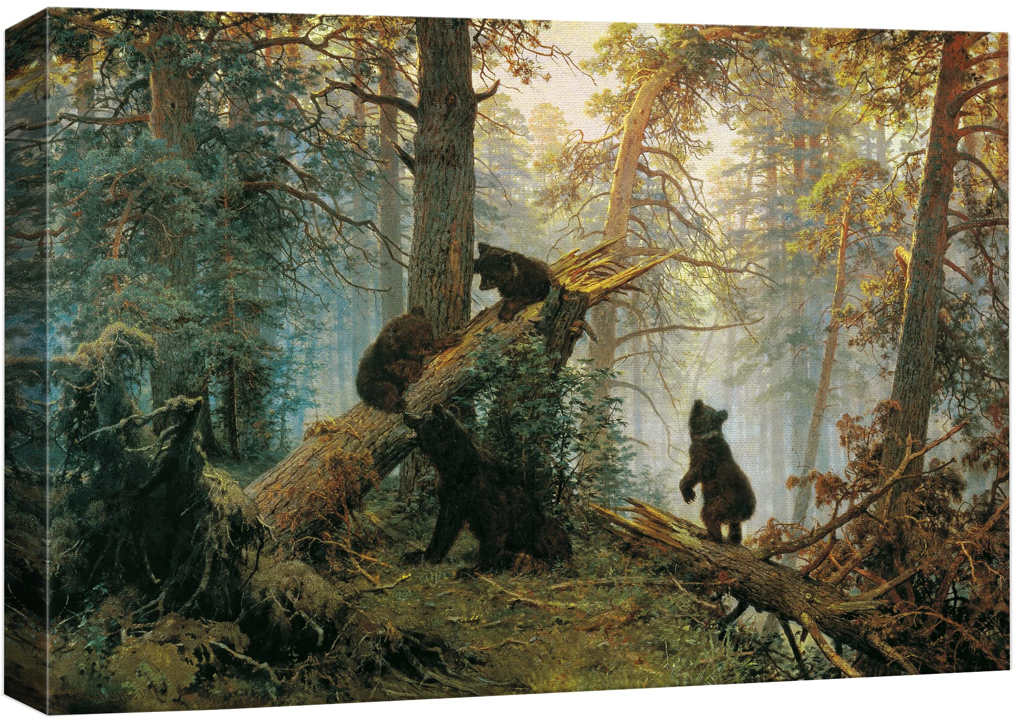 Wall26 Canvas Print Wall Art Black Bears In The Spring Forest Nature Wilderness Illustrations Modern Art Rustic Scenic Colorful