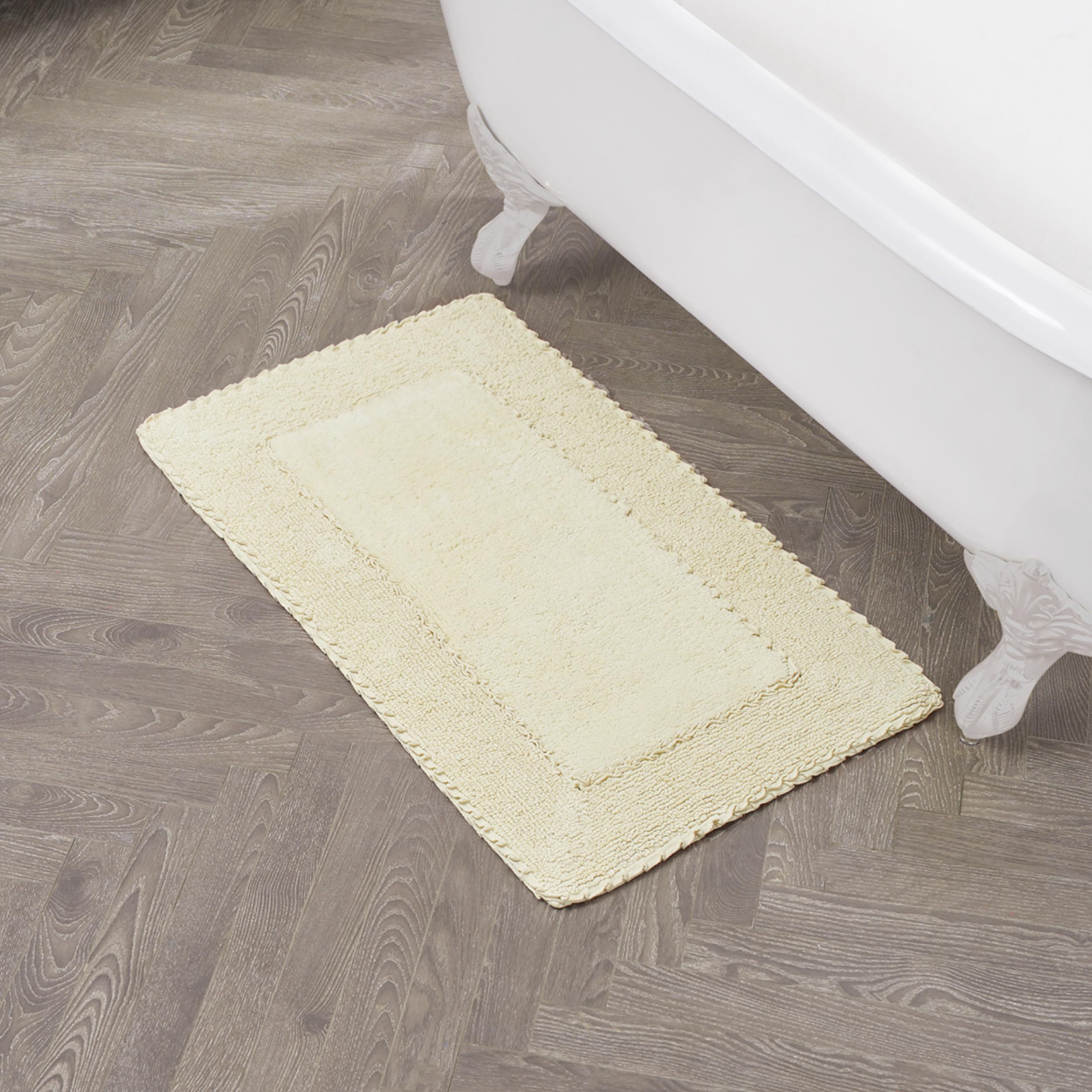 Laura Ashley Ruffle Border 100% Cotton Bath Rug, Yellow, 20''X 34''