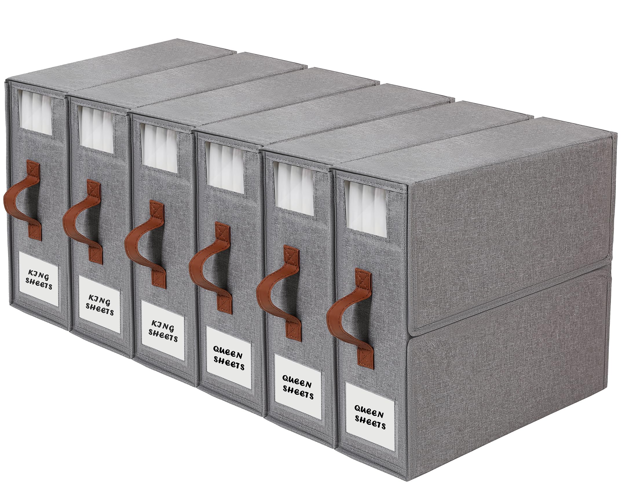 BettMorrow 6 Pack Bed Sheet Organizers and Storage (Queen & King Size) Sheet Organizers for Linen Closet Under bed Storage Sheet