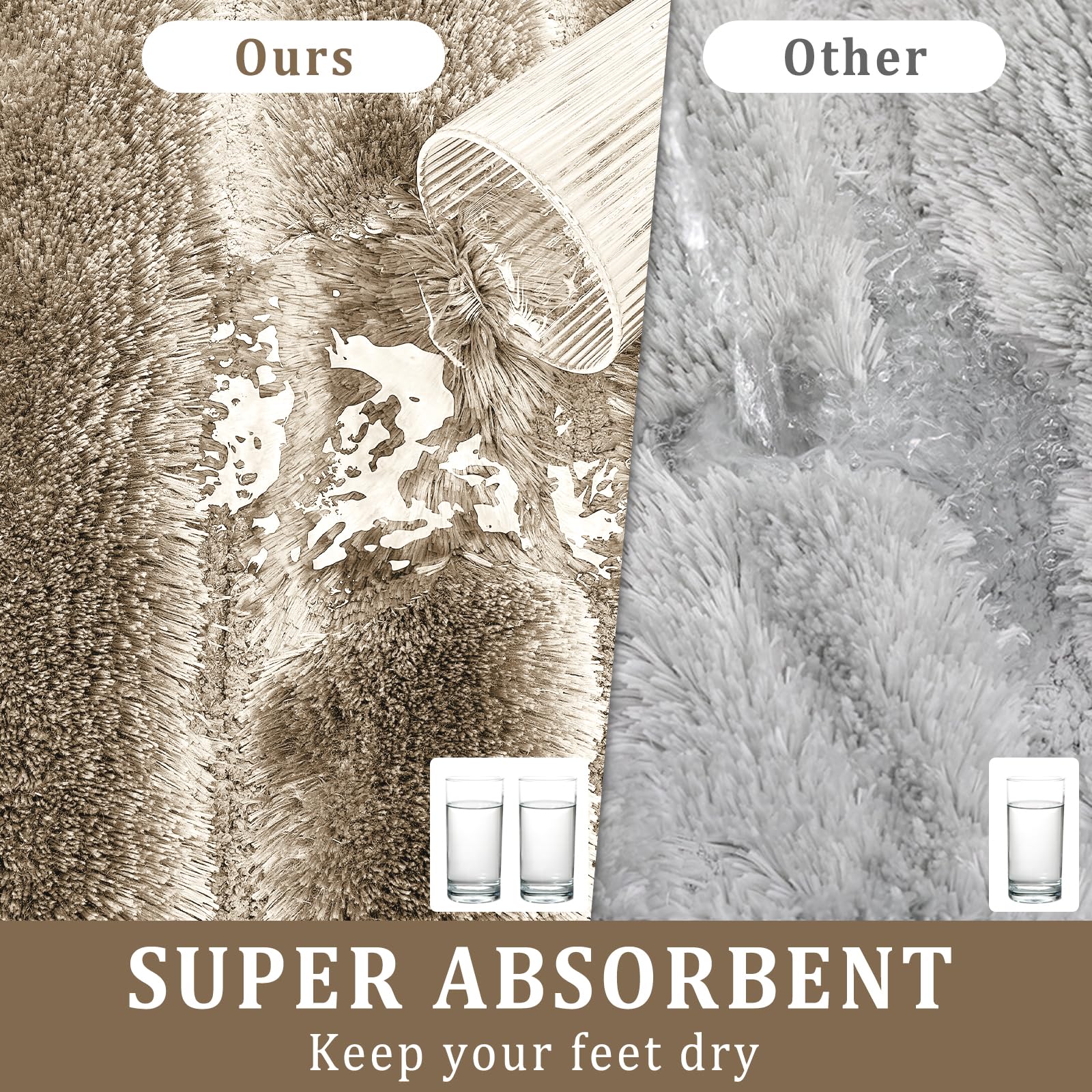 Teewas Bathroom Rugs Sets, Luxury Ombre Bath Mat Set, Non Slip Ultra Soft And Water Absorbent Bath Carpet, Machine Washable Quic