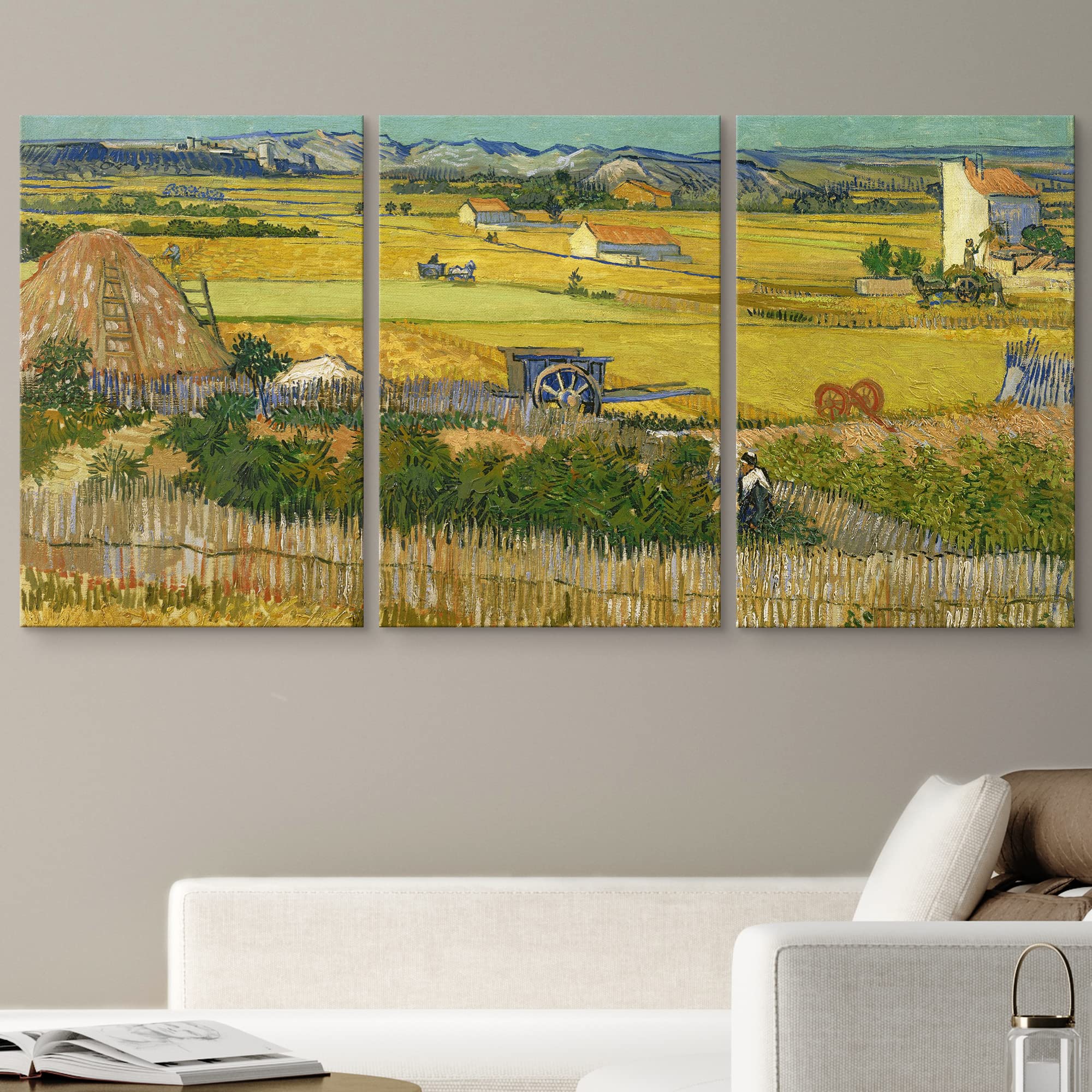 Wall26 Canvas Print Wall Art Set The Harvest By Vincent Van Gogh Nature Wilderness Illustrations Fine Art Relax/Calm Multicolor
