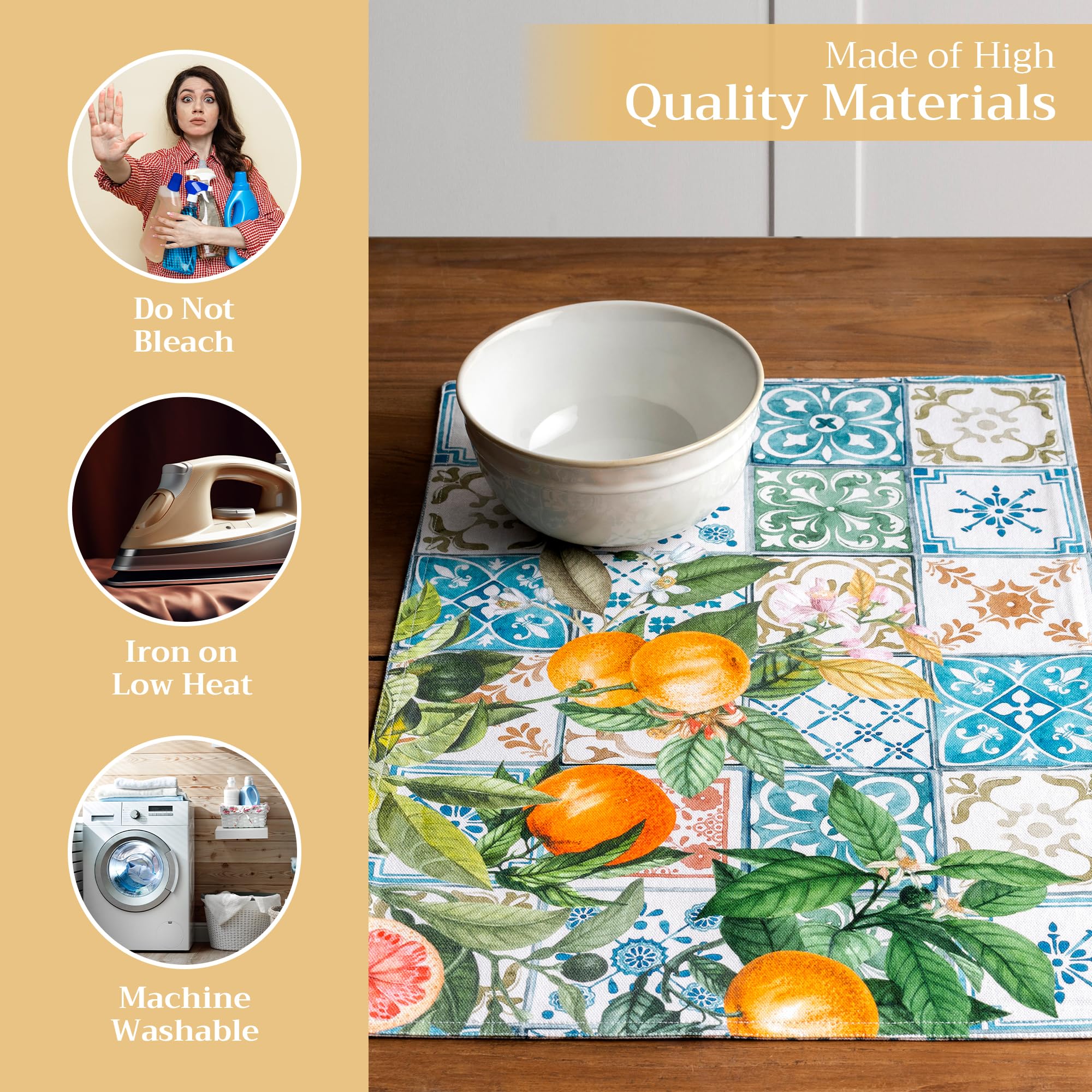 Maison D Hermine Cloth Placemat 100% Cotton Set Of 4 Decorative Washable Place Mats Table Placemat, Dining, Kitchen, Parties & C