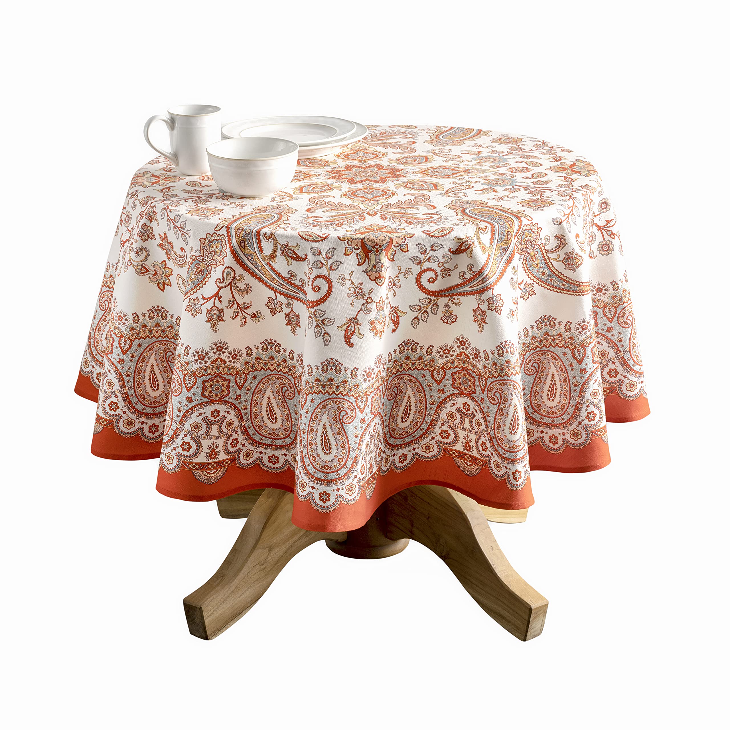 Maison D Hermine Cachemire 100% Cotton Tablecloth Kitchen Dining Table Cloth For Round Tables Farmhouse Tabletop Cover For Parti