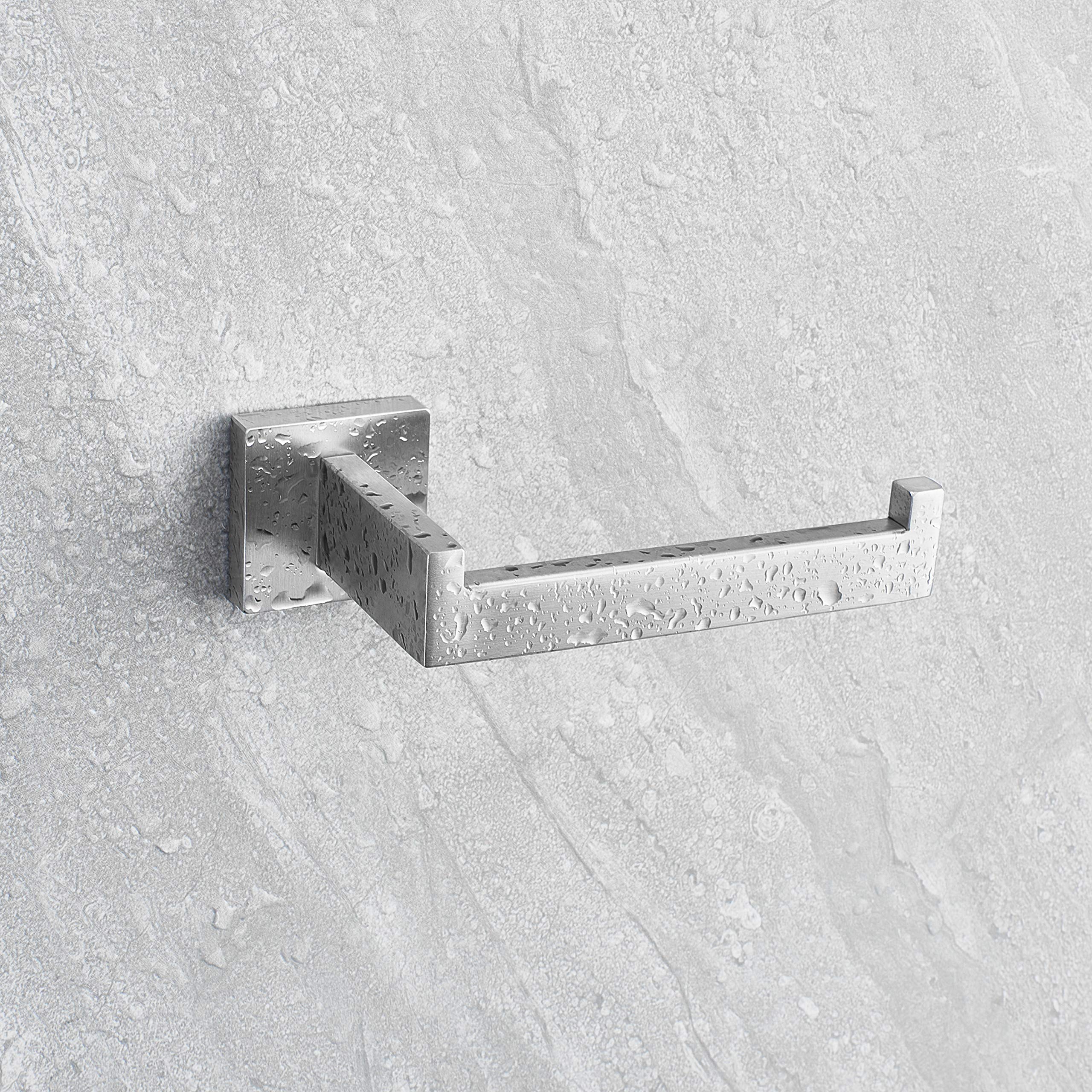 HITSLAM Brushed Nickel Toilet Paper Holder Wall Mount Square Silver 304 Stainless Steel Toilet Paper Roll Holder for Bathroom Rustproof