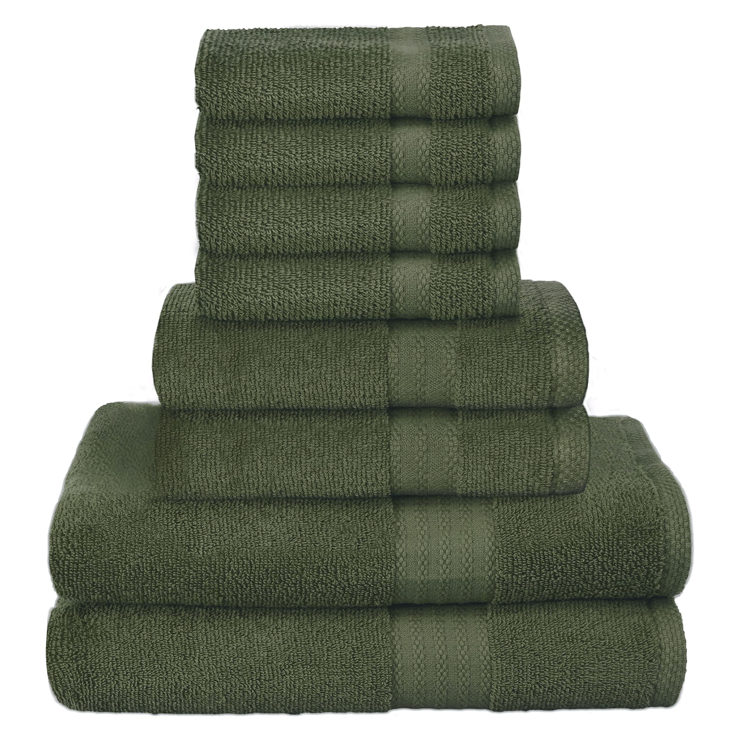 Glamburg Ultra Soft 8-Piece Towel Set - 100% Pure Ring Spun Cotton, Contains 2 Oversized Bath Towels 27X54, 2 Hand Towels 16X28,