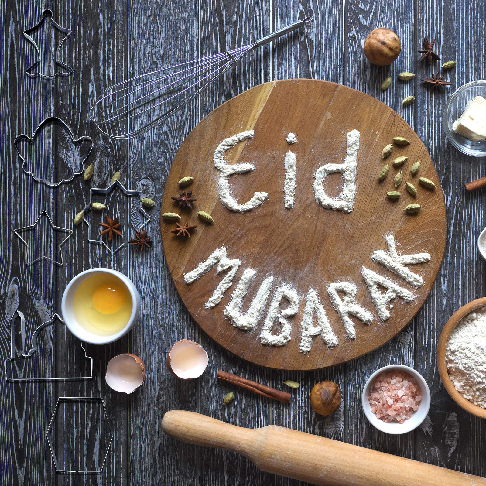 9 Pieces Eid Mubarak Cookie Cutters Eid Ramadan Biscuit Molds Diy Biscuit Cutters Stainless Steel Fondant Cutters With Lantern C