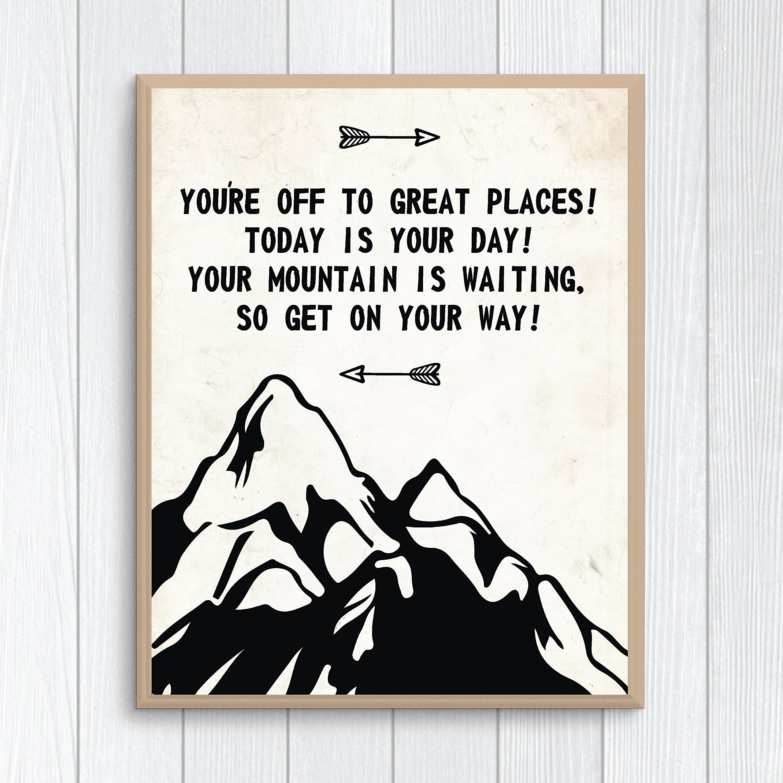 You 'Re Off To Great Places, 11X14 Art Print, Inspirational Quote, Motivational Art, Mountains Decor, Traveling Decor, Nursery A