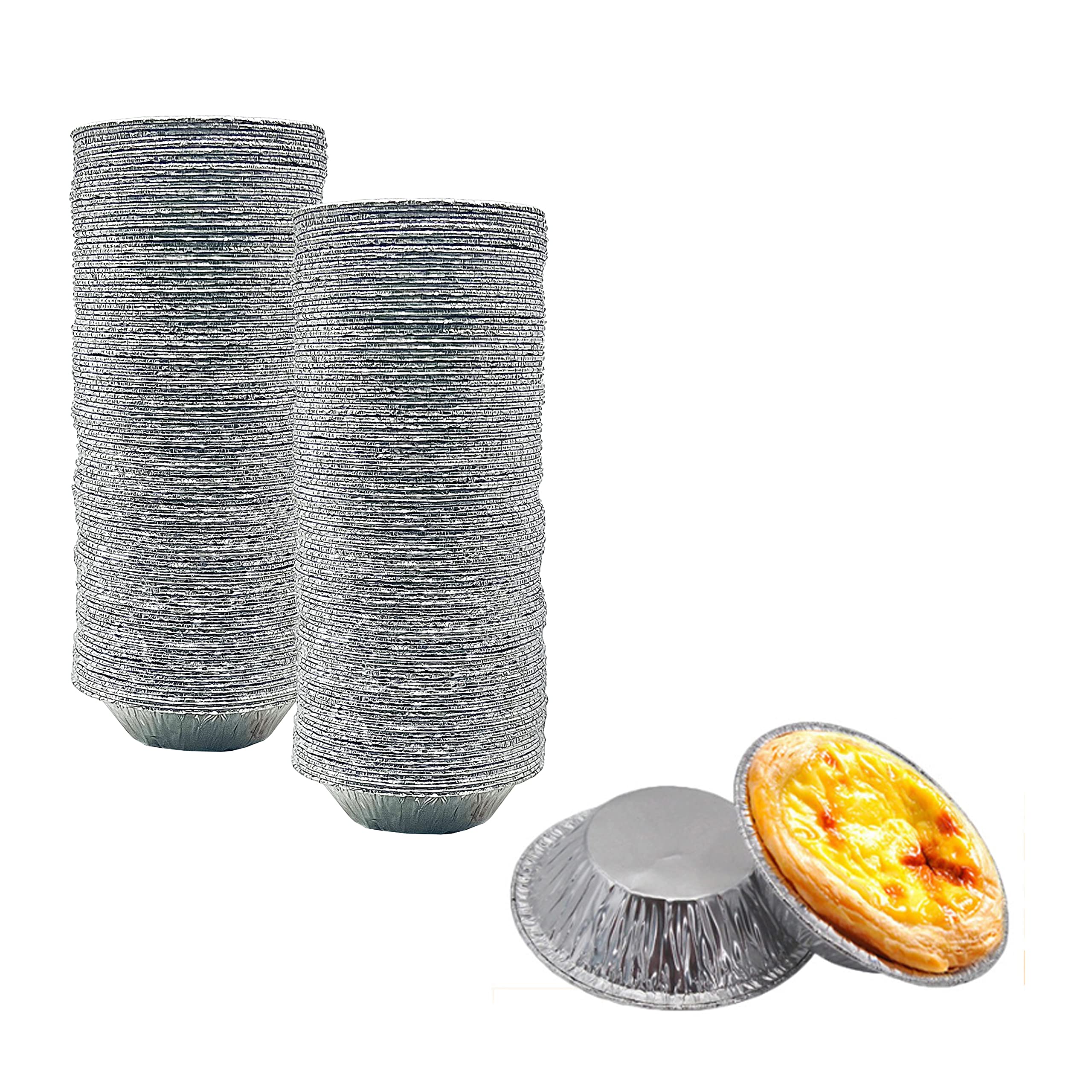 Aiduzety 2.14'' Disposable Aluminum Foil Egg Tart Molds - Ideal For Baking, Storing, And Serving Desserts(100 Pack)