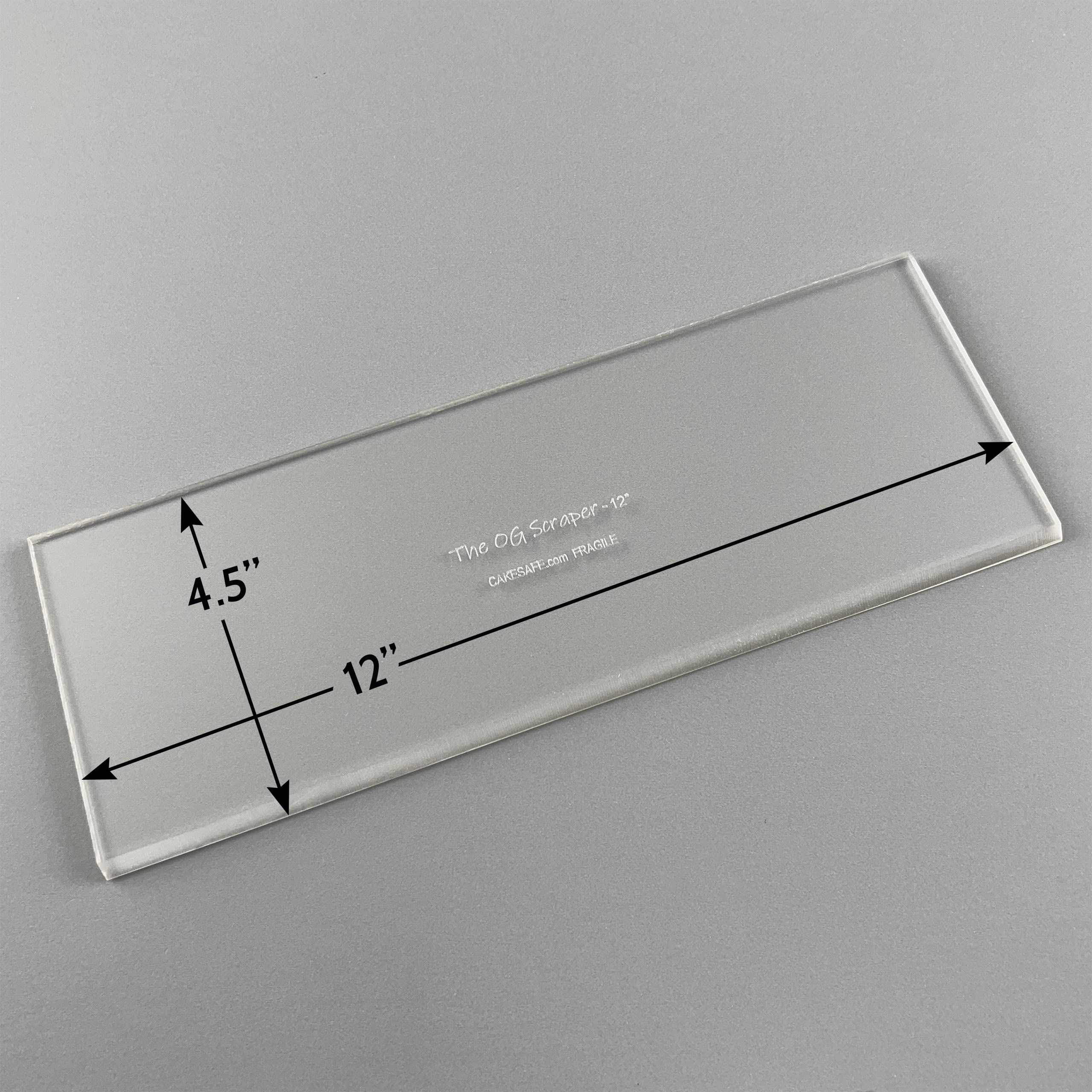 Cakesafe 12 Inch Og Scraper-Clear Acrylic Cake, Icing, And Butter Cream Smoother With Beveled Edge