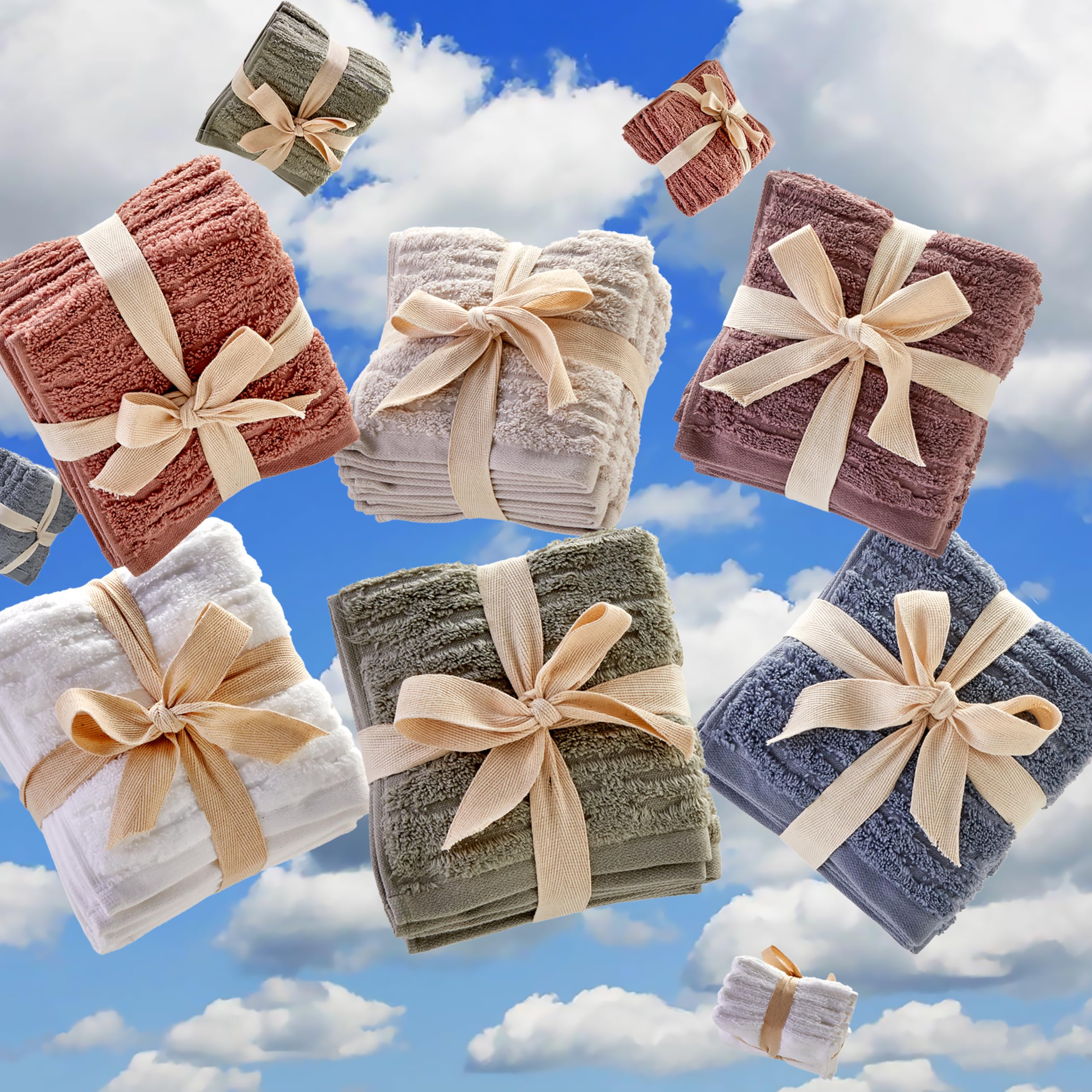 Skl Home Cloudsoft Cotton Luxury 4-Piece Washcloth Set, Clay