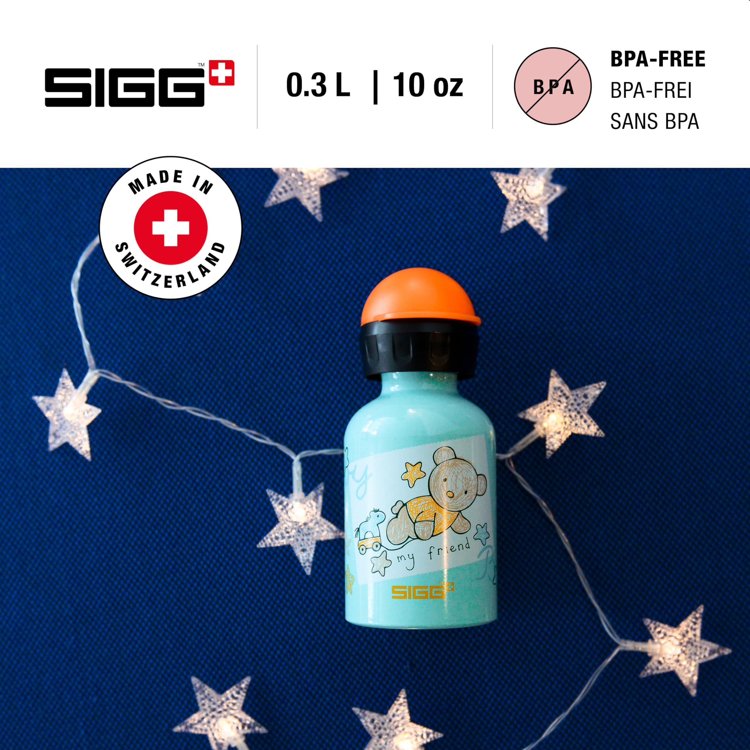 SIGG - Kids Water Bottle - Bear Friend - Leakproof - Lightweight - BPA Free - Aluminum - 10 Oz