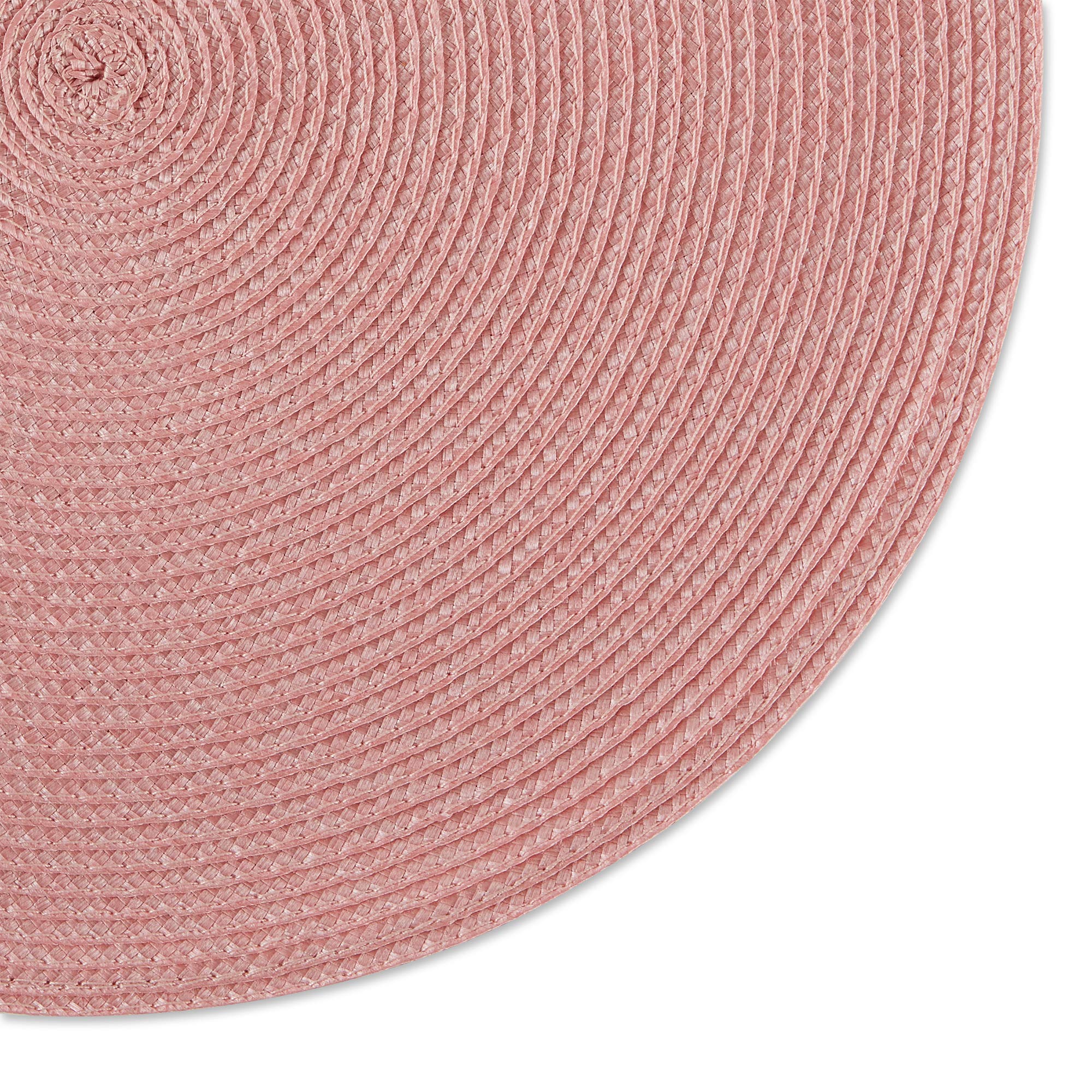 Dii Classic Woven Tabletop Collection, Indoor/Outdoor Placemat Set, Round, 15'' Diameter, Pink Sorbet, 6 Piece