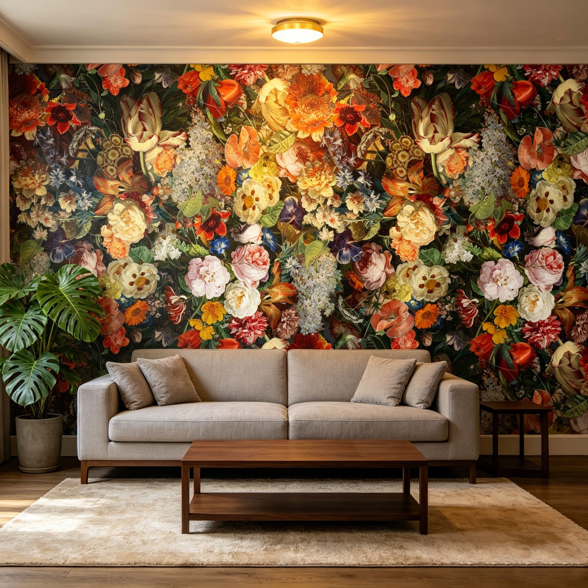 Fightal - Rose Floral Large wall murals Peel and Stick self Adhesive Flowers Wallpaper for Bedroom Living Room - 58x80