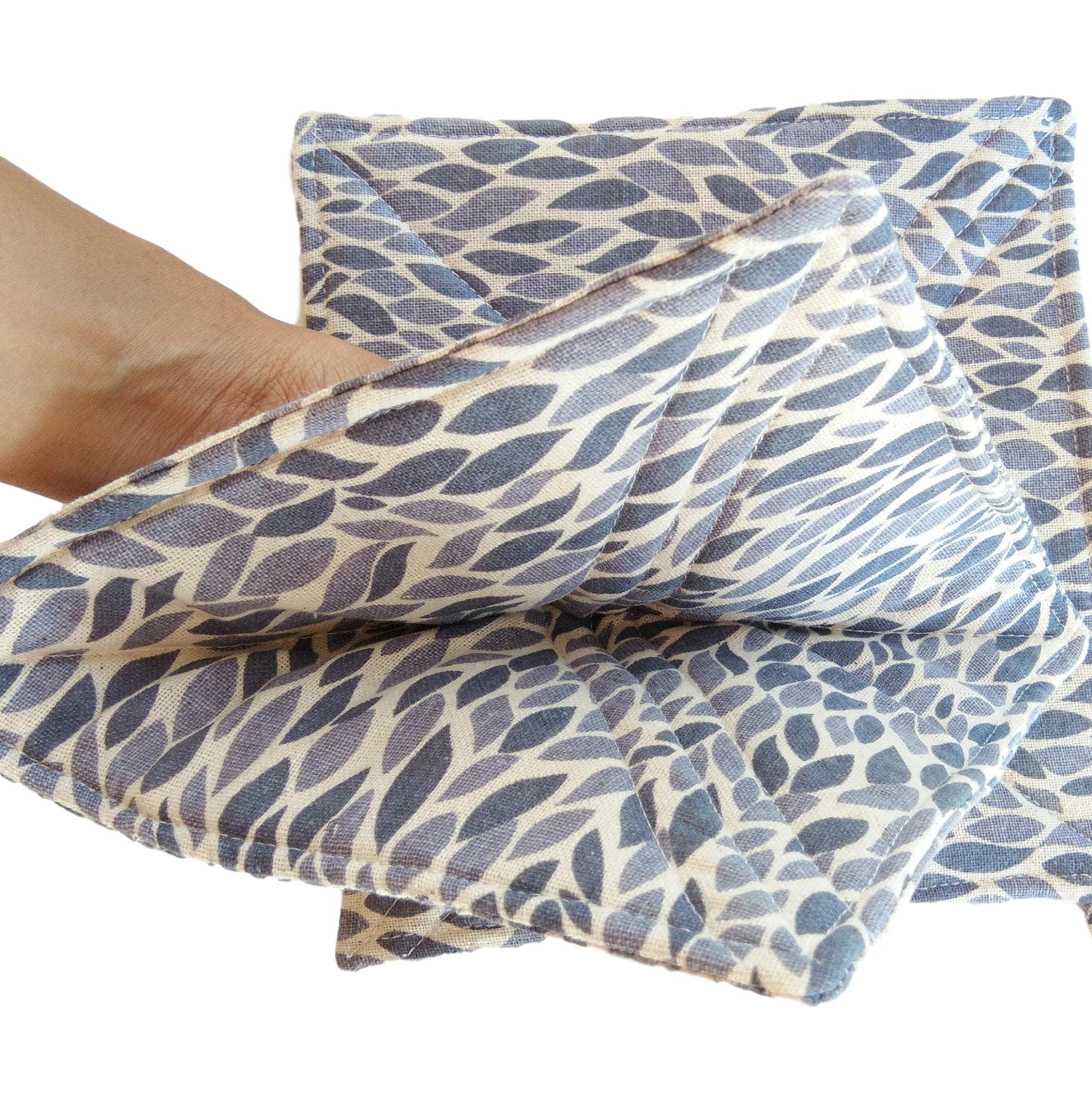 Cushystore Pot Holder Navy Leave Blue Cottage Style Oven Pads For Cooking Kitchen 7.75'', 2 Packs