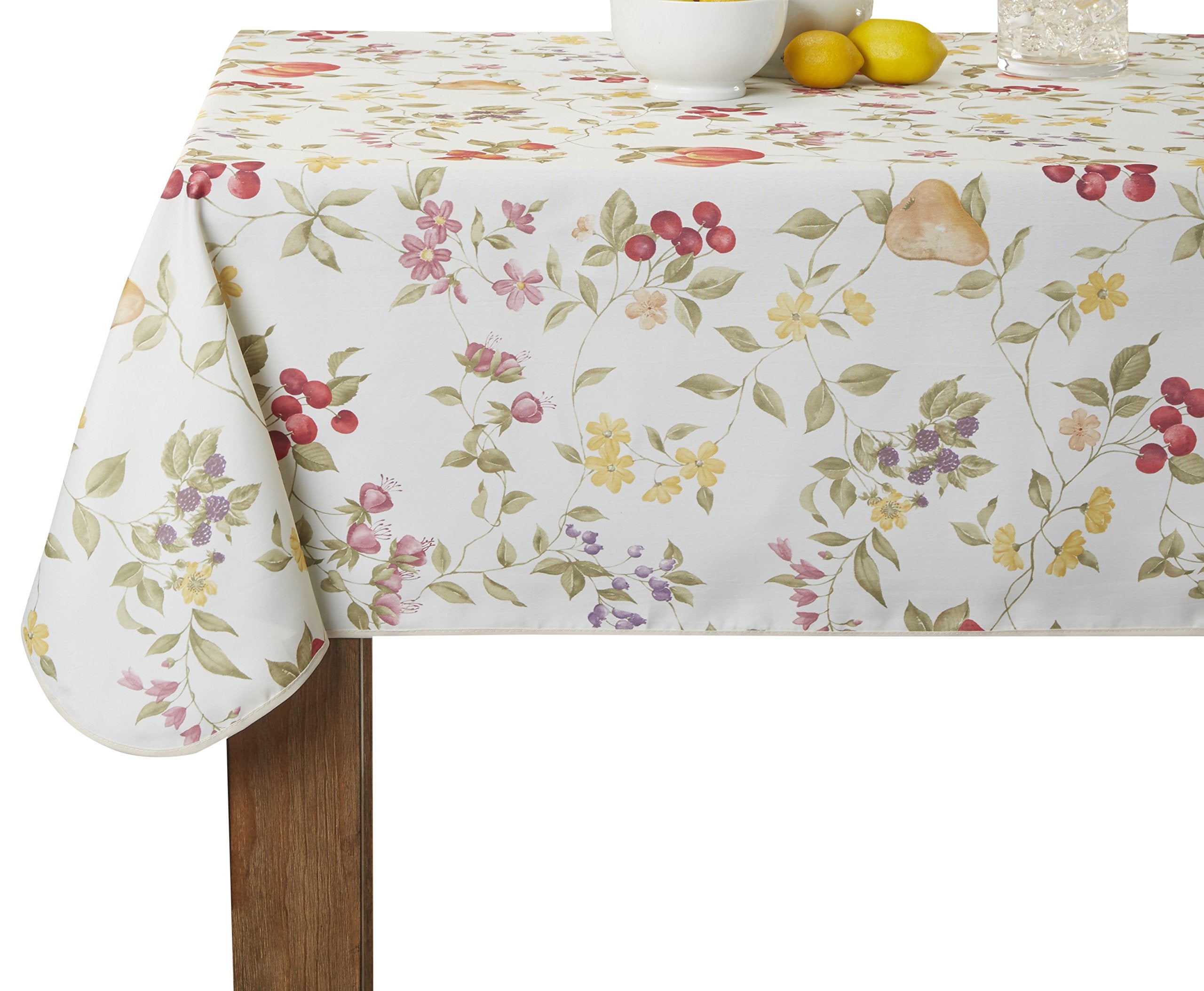 Violet Linen European White Fruit Tablecloth In Beige Size: 60'' Round