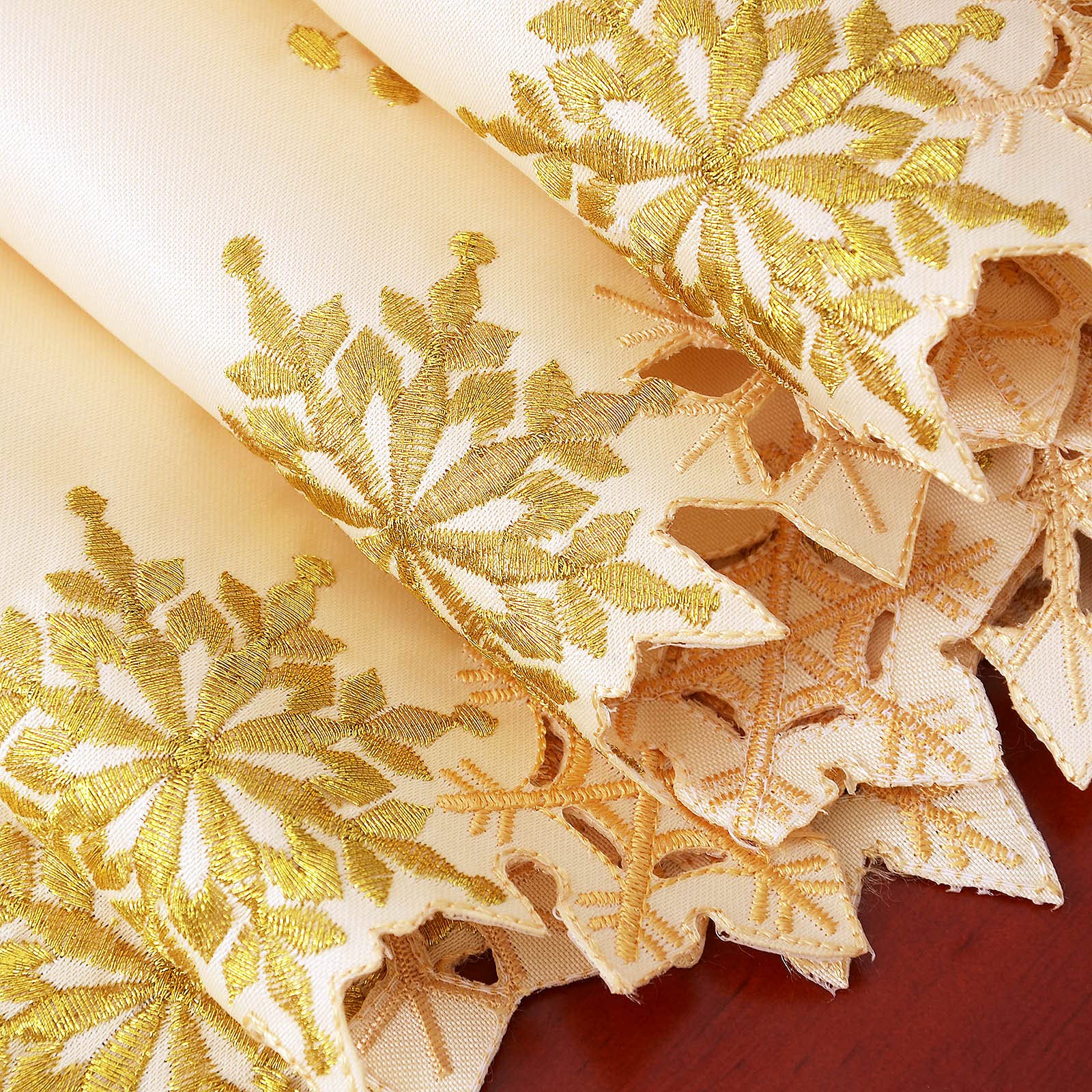 Simhomsen Embroidered Snowflakes Table Runners For Christmas Holiday And Winter (Gold, 14