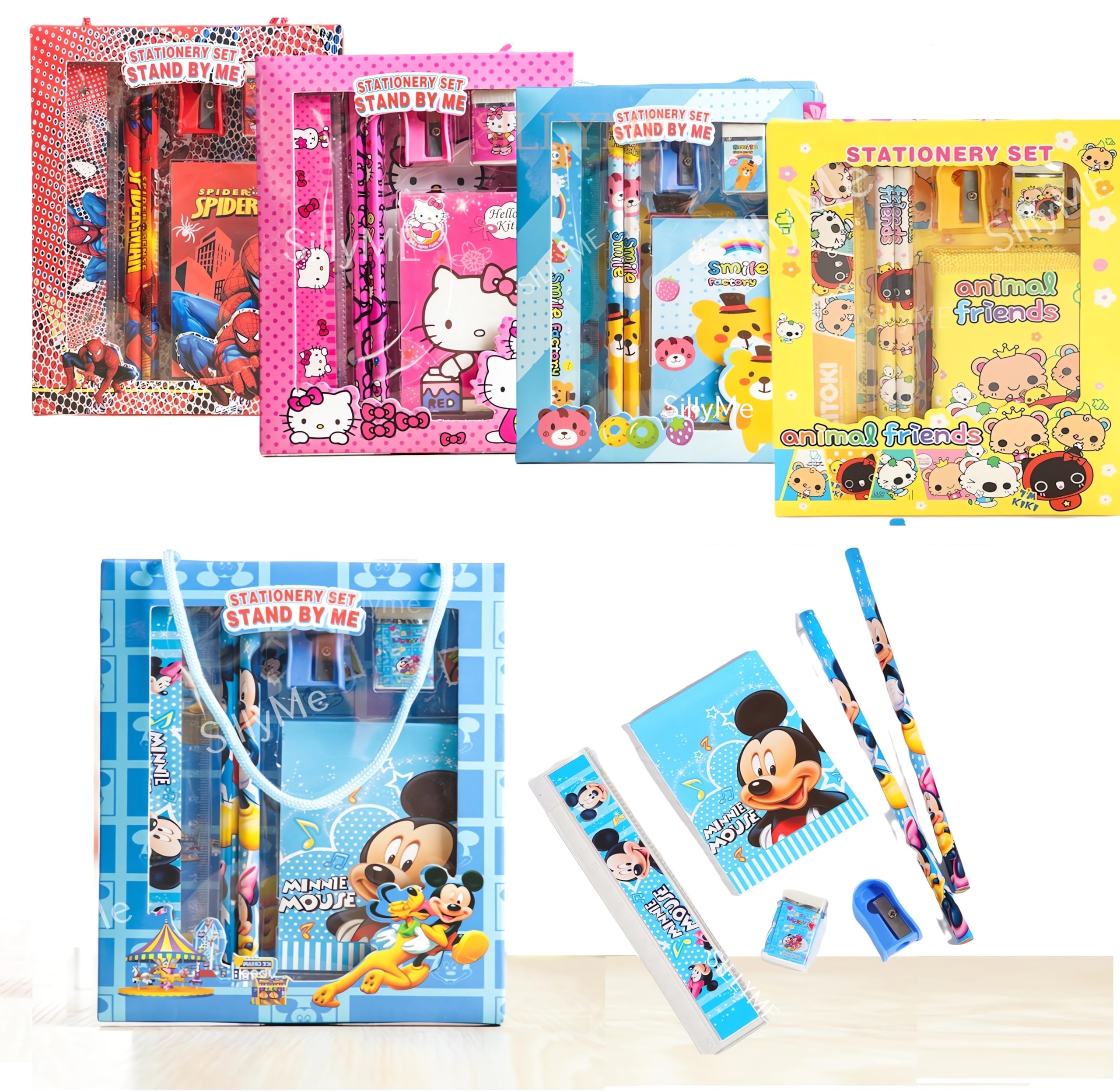 12 Pcs Cute Cartoon Stationery Set  Includes Pencil Scale, Eraser Note  Return Gifts Birthday Party For Kids  Return Gift For