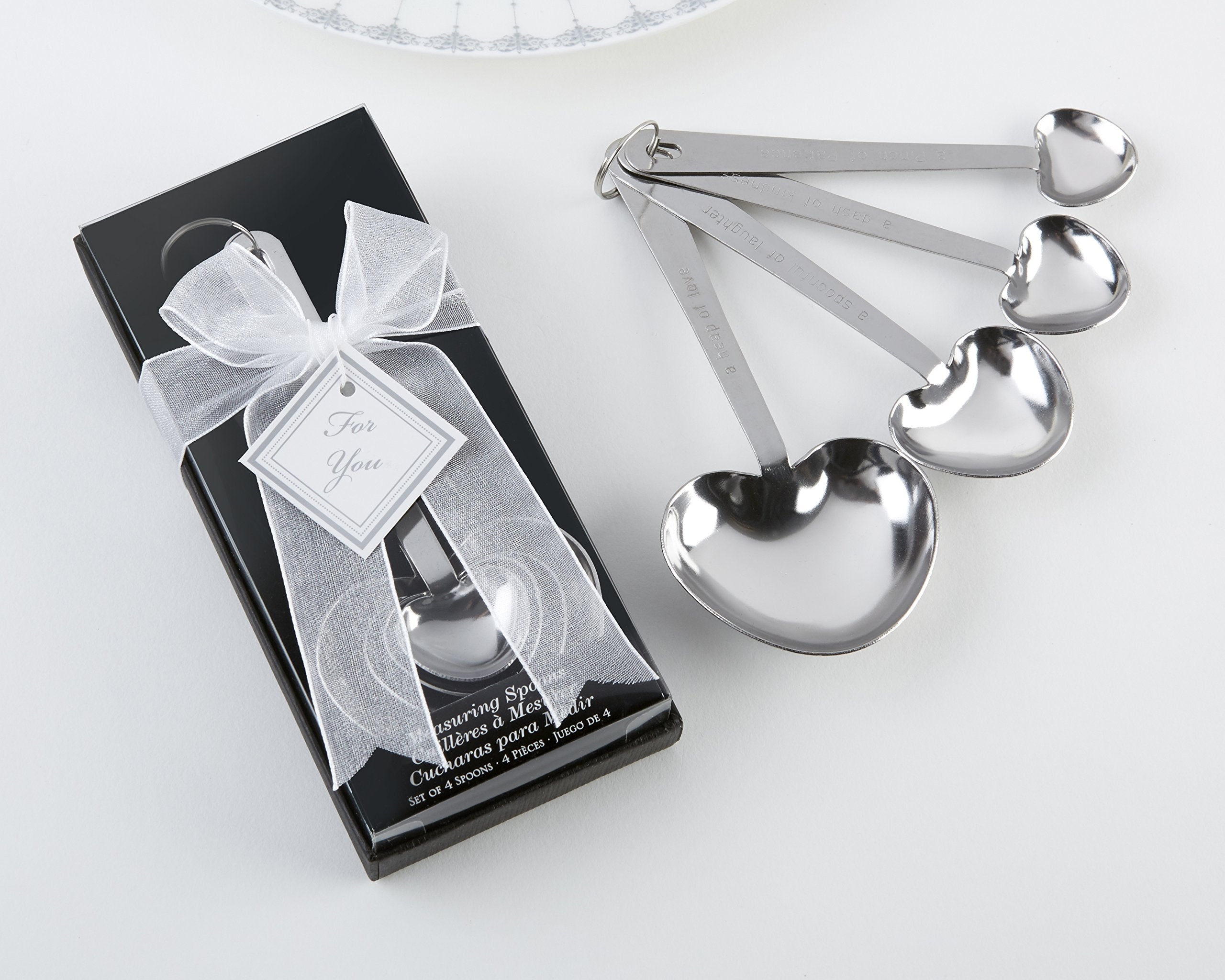 Kate Aspen Love Beyond Measure Spoons, Heart Shaped Measuring Spoons, Stainless Steel