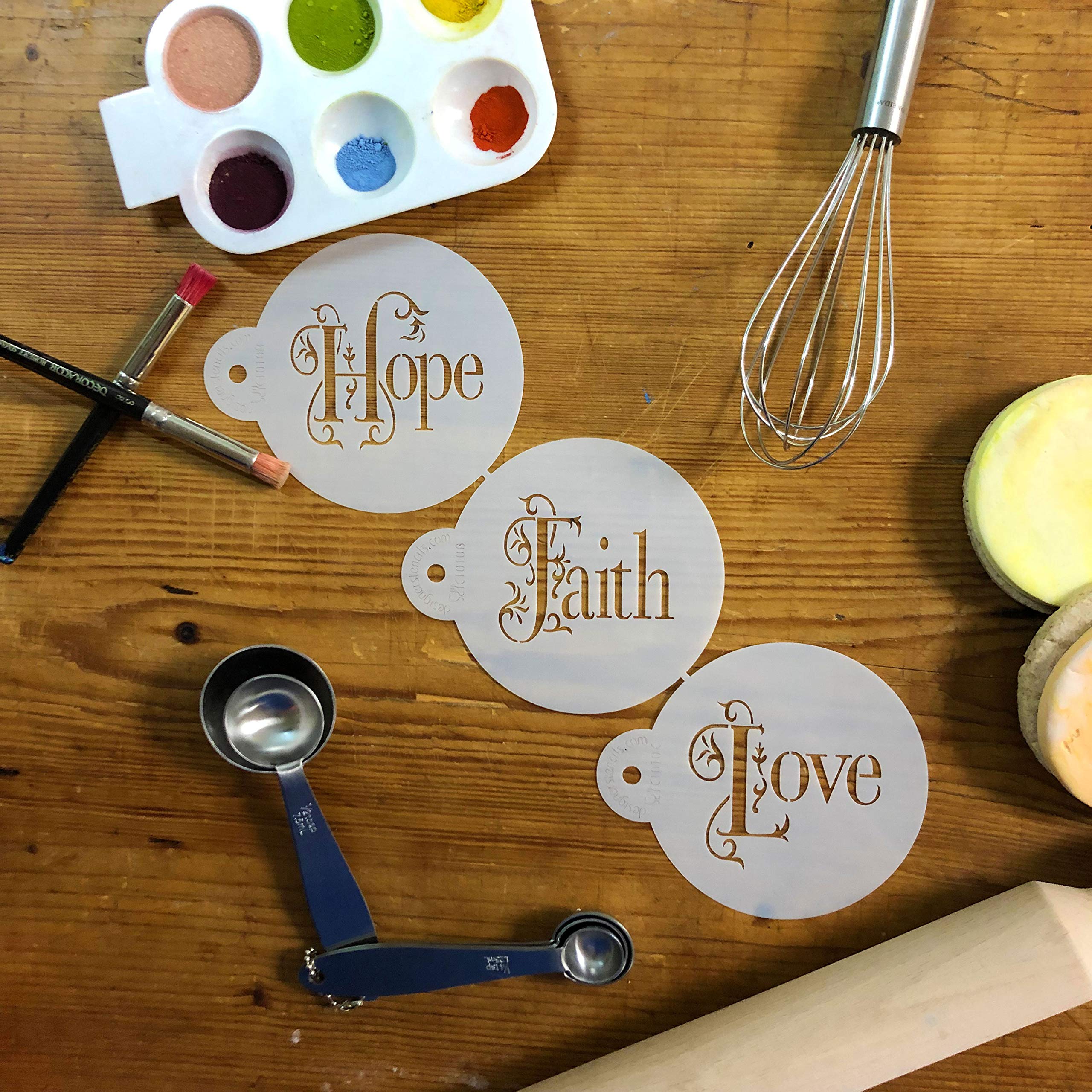 Hope, Faith And Love Cookie Stencil Set C1010 By Designer Stencils