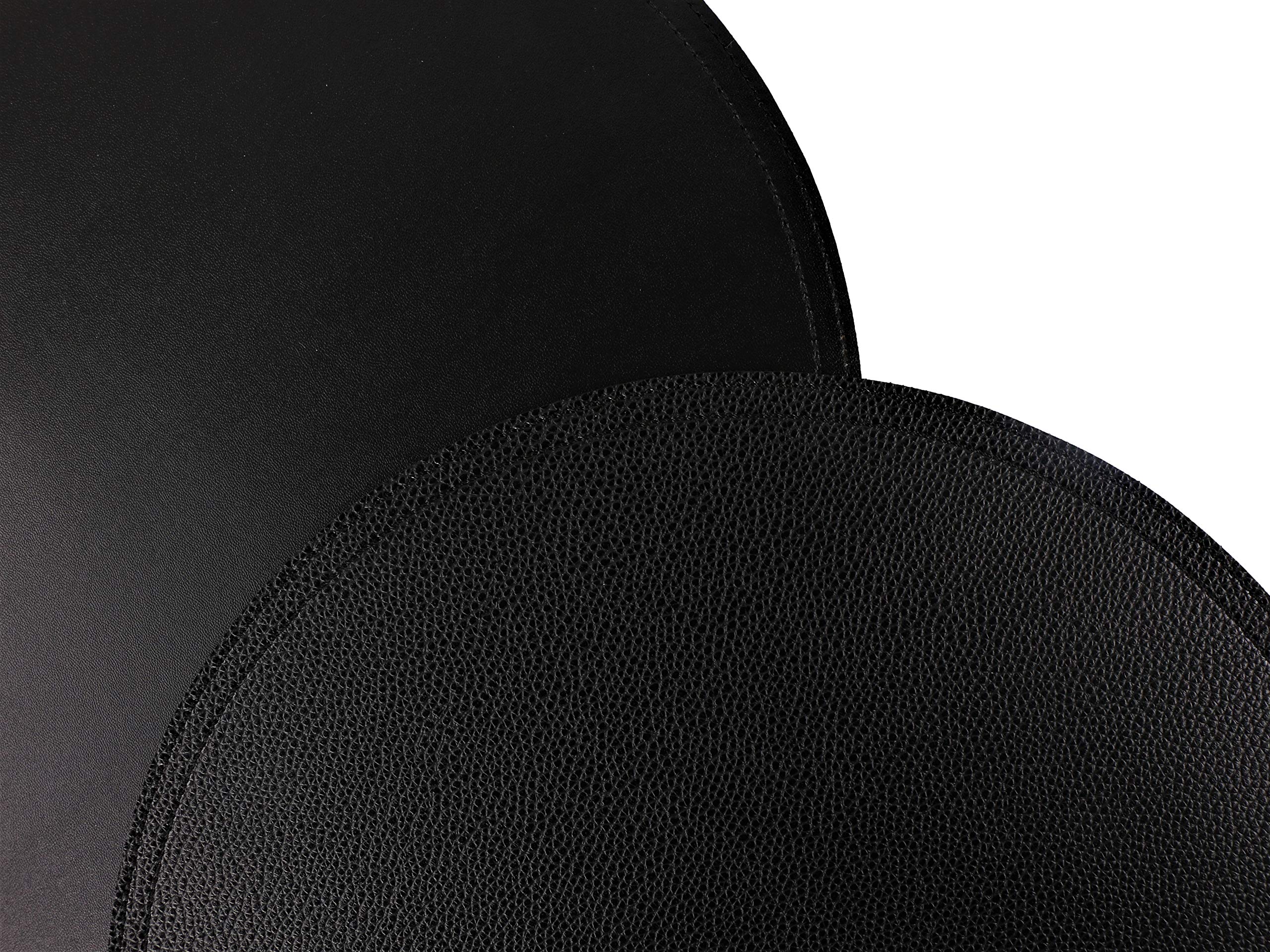Faux Leather Round Placemats And Coasters, Disko Table Mats And Drink Spills Coasters, Easy To Clean, Double Stitched For Kitche