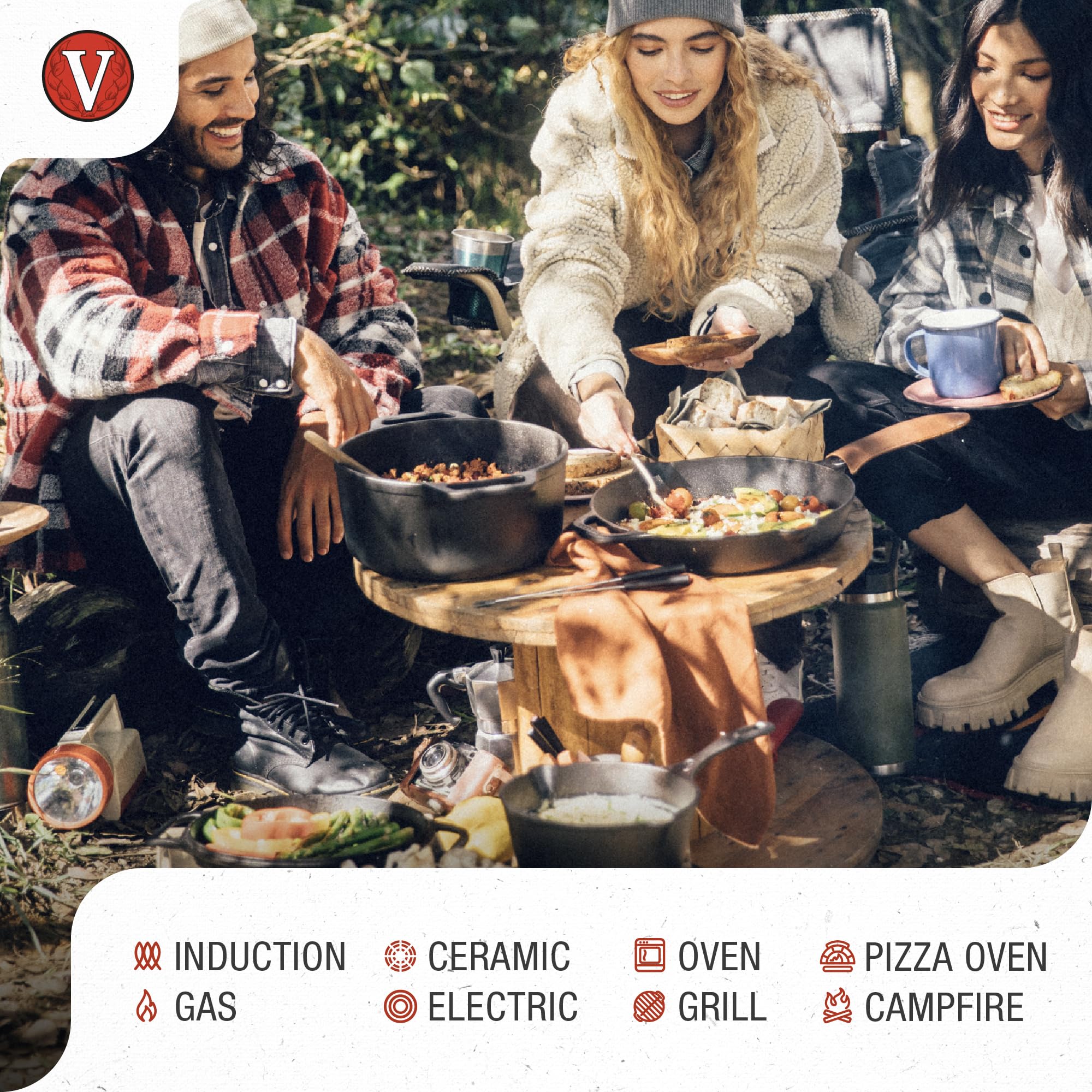 Victoria 6-Quart Cast Iron Dutch Oven With Lid And Dual Loop Handles, Seasoned With Flaxseed Oil, Made In Colombia,Black