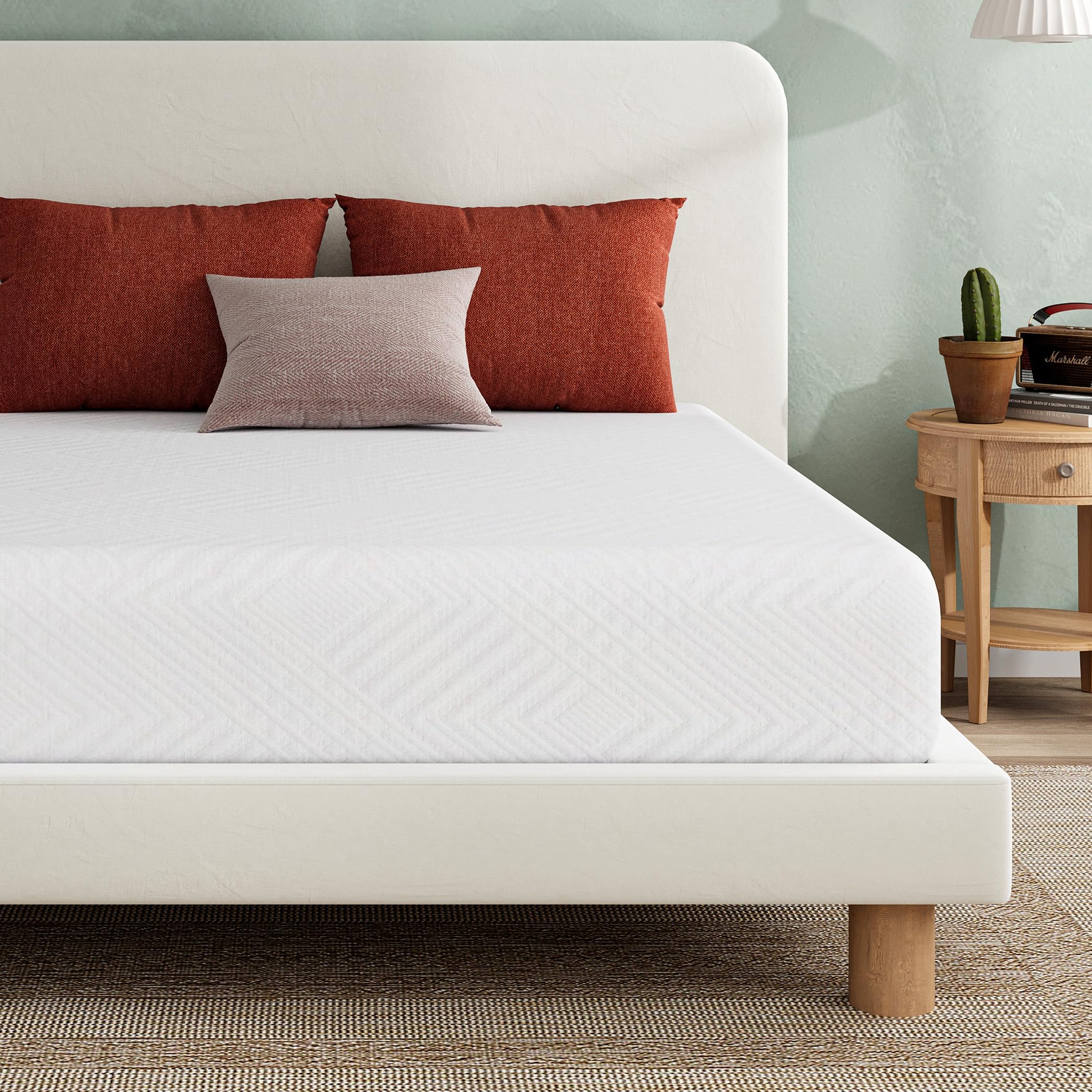 EGO White 10 inch King Memory Foam Mattress  Cooling Gel Green Tea Mattress Bed in a Box  CertiPUR-US Certified  76''?0''  Medium Firm