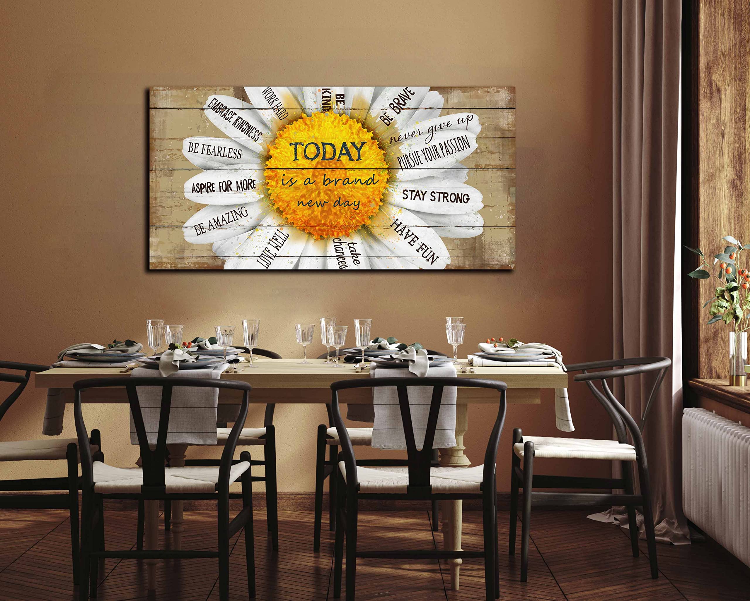 Inspirational Large Wall Art for Living Room - Flower Canvas Wall Art Inspirational Gifts for Women Yellow Daisy Wall Decor Ready to Hang Size 30'' x 60''